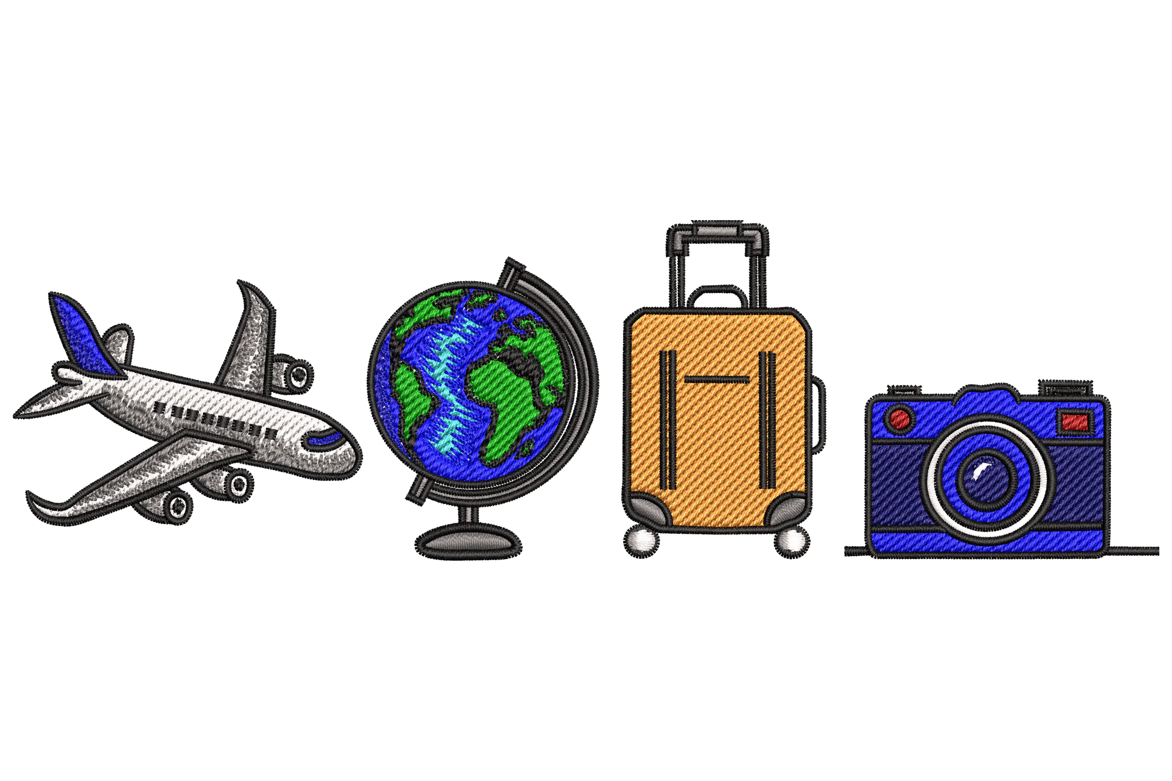 Travel Icons Embroidery Design