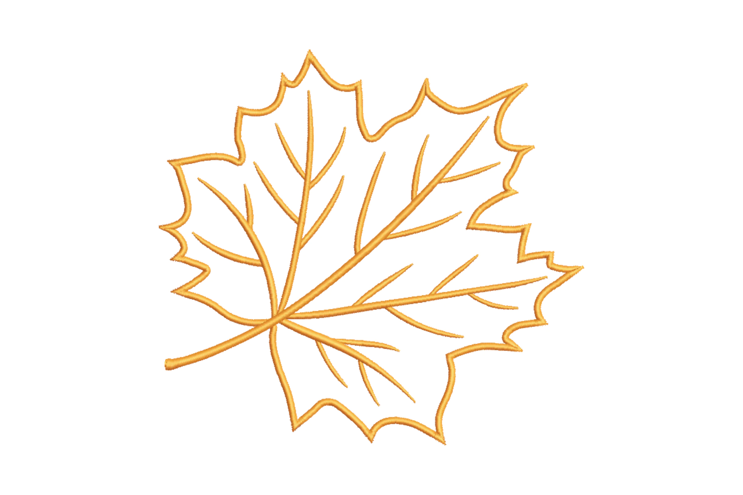 Golden Outline Maple Leaf Embroidery Design