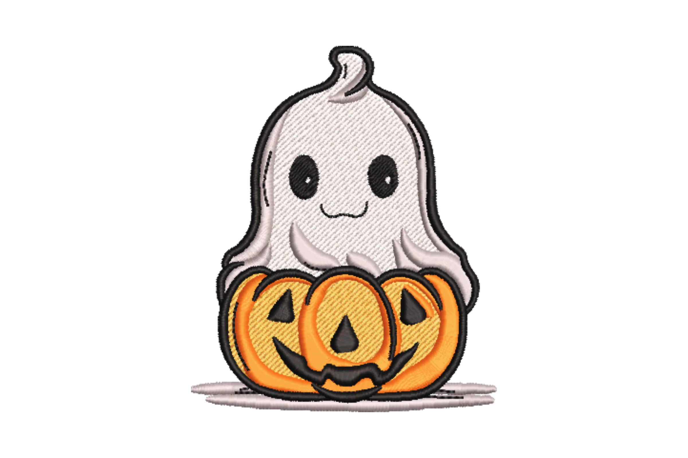 Adorable Ghost in Pumpkin Embroidery Design