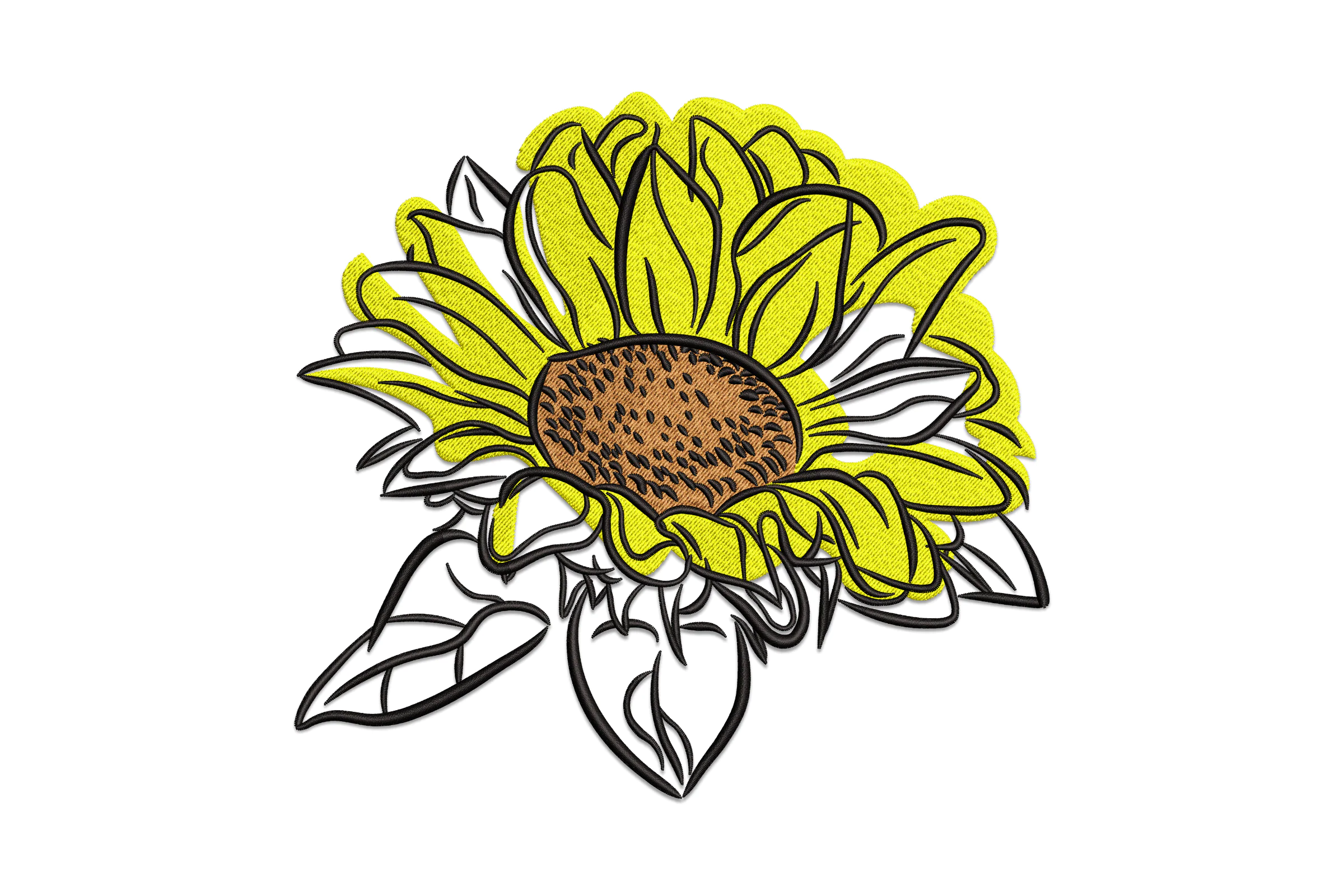 Sunflower With A Yellow Center Embroidery Design
