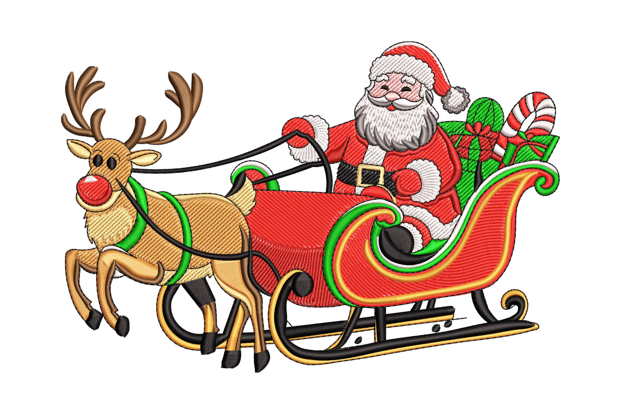 Santa Sleigh Embroidery Design