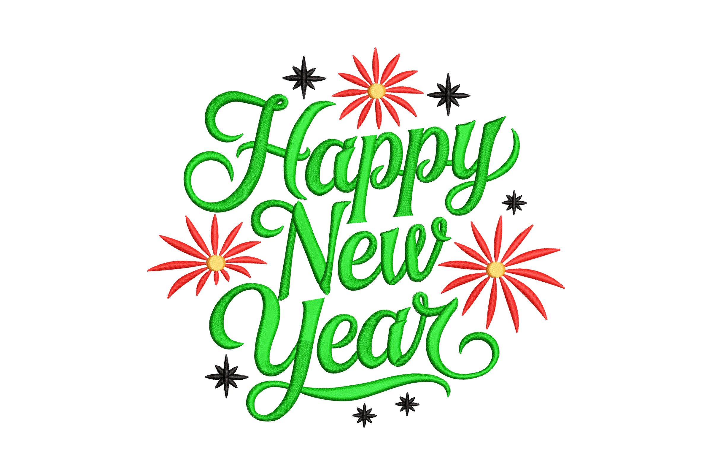 Happy New Year Embroidery Design Pattern