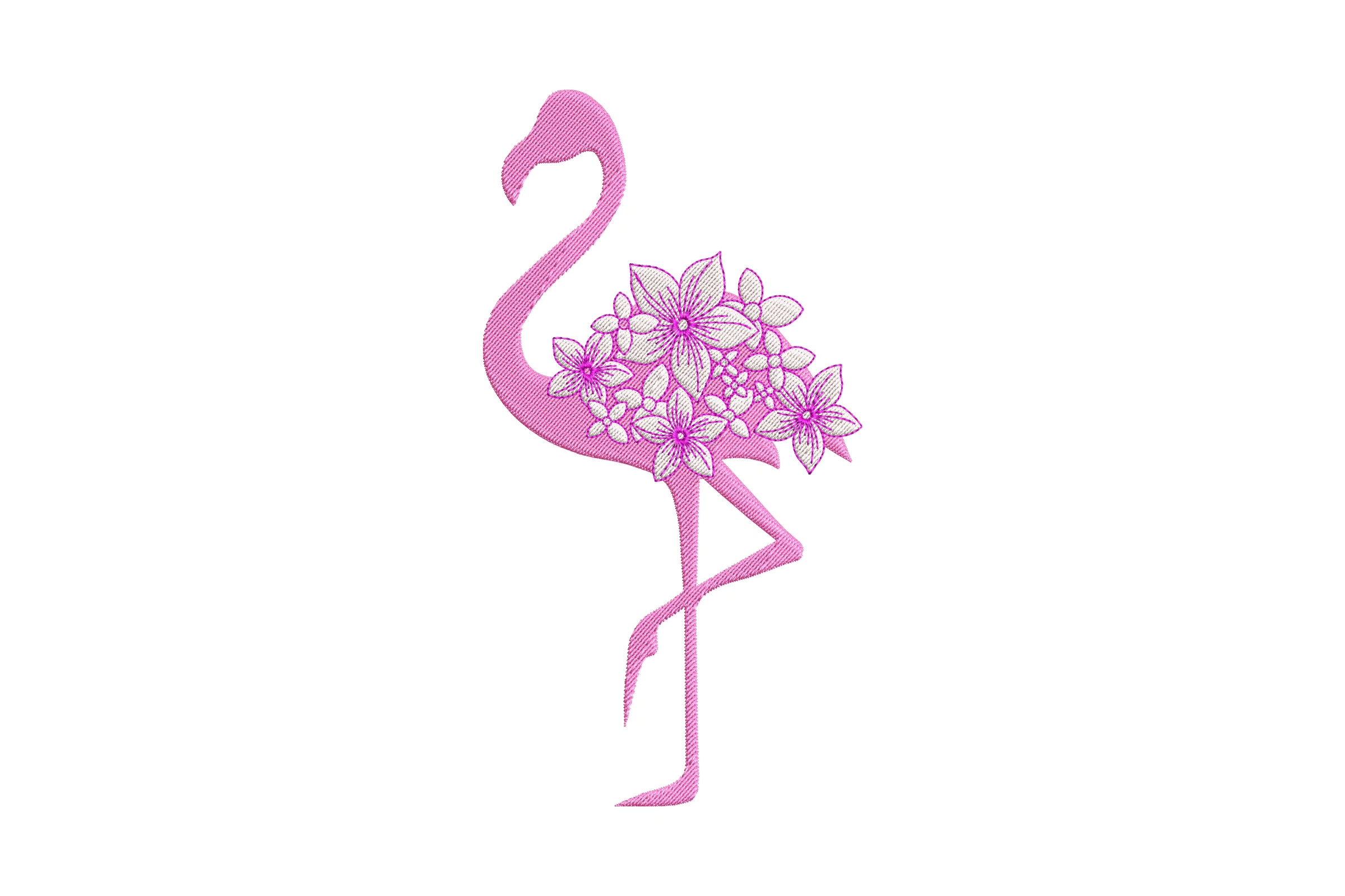 Floral Flamingo Embroidery Design
