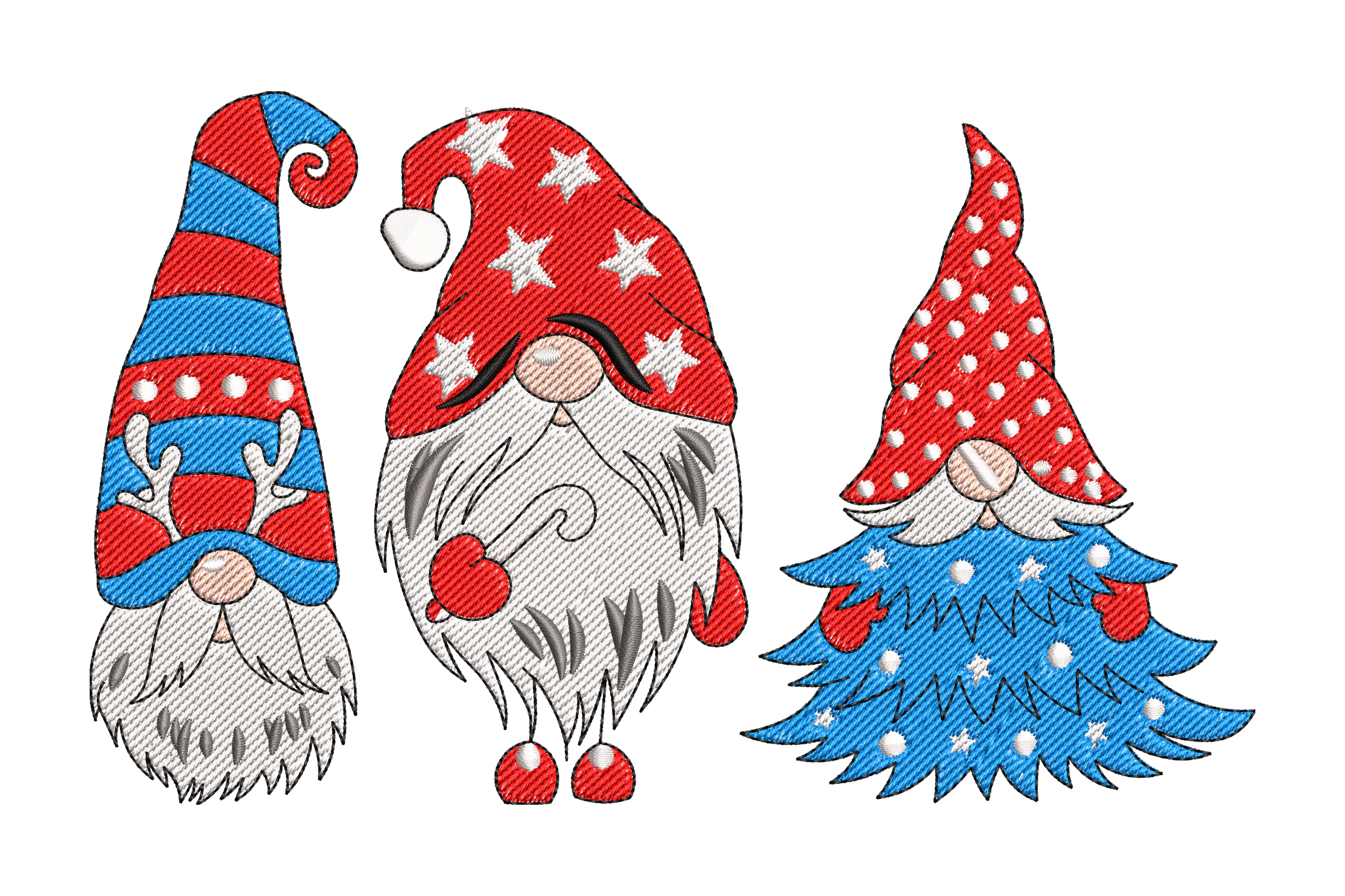 Three Christmas Gnomes Embroidery File