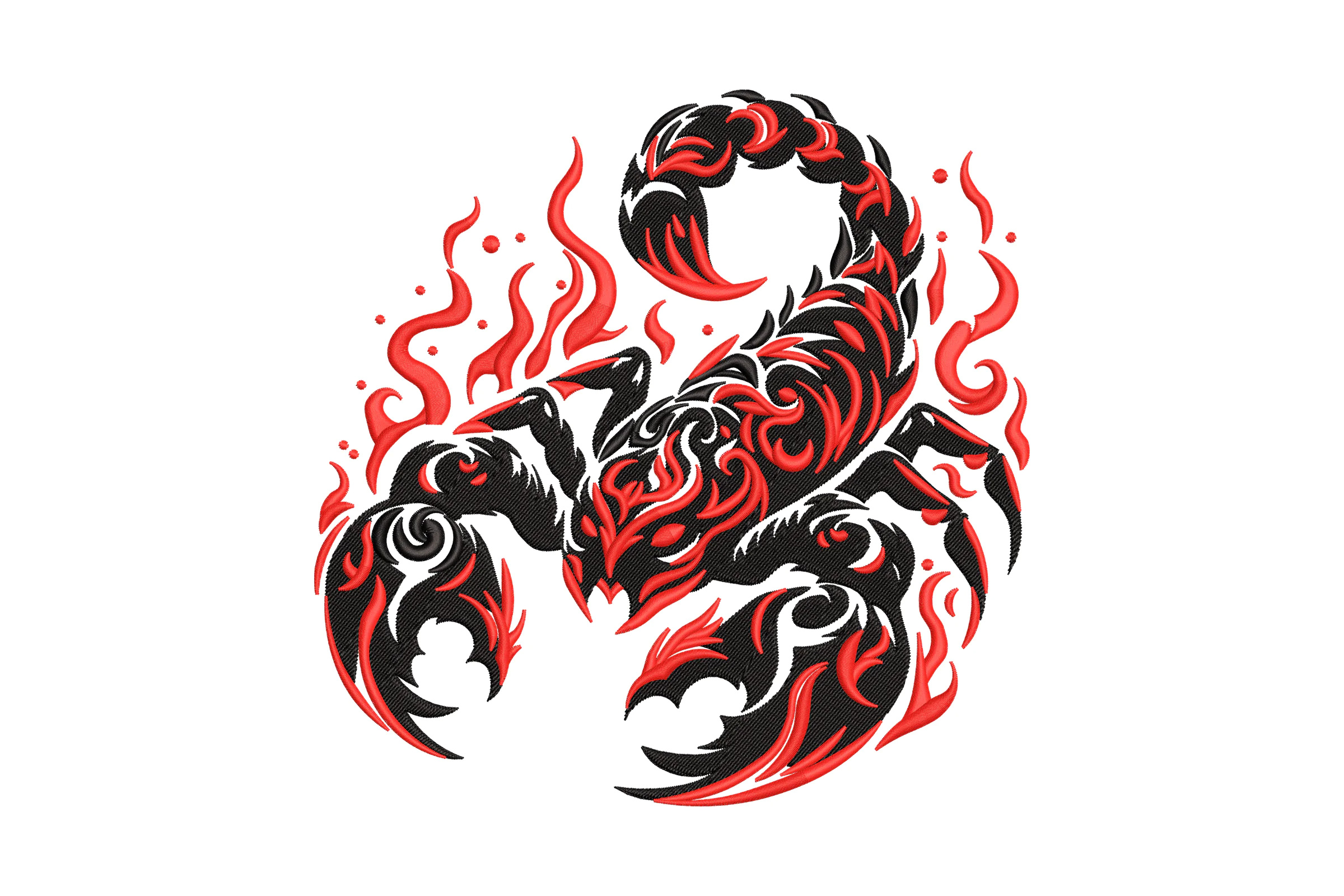 Red and Black Scorpion Embroidery Design