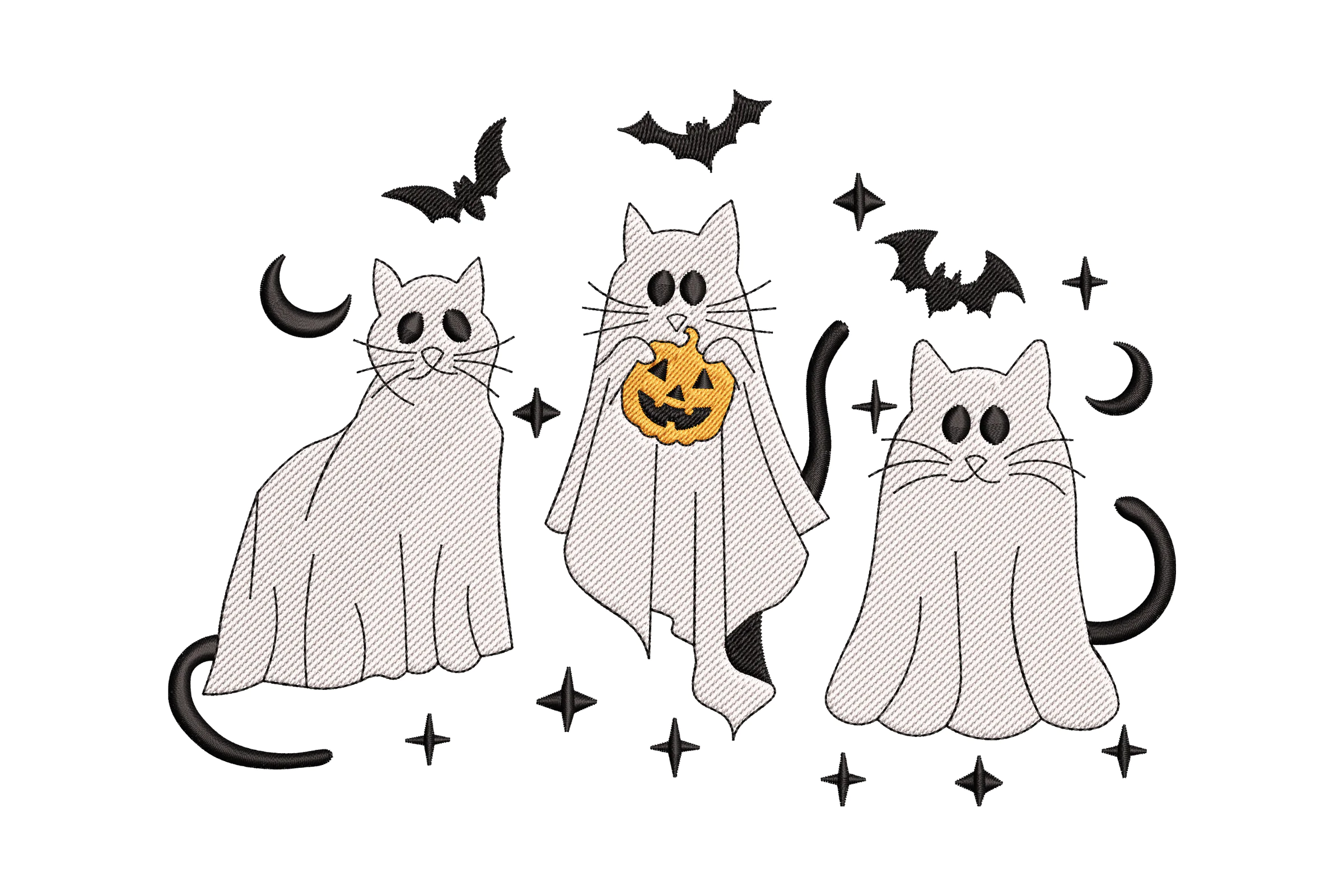 Cat Ghost Embroidery Design