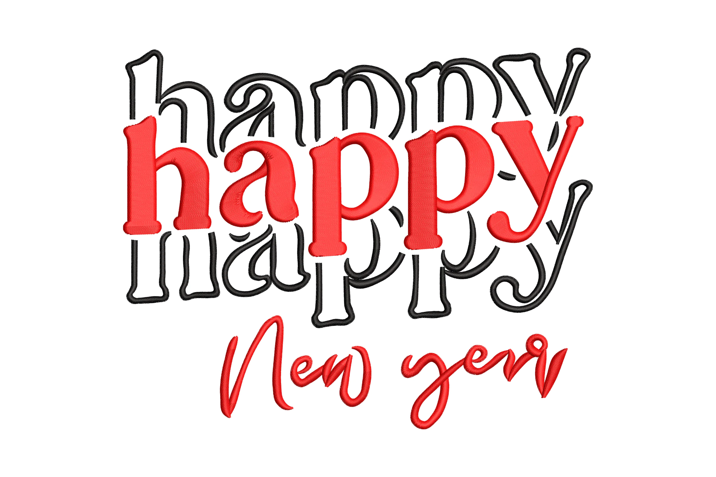 Happy New Year Embroidery Design