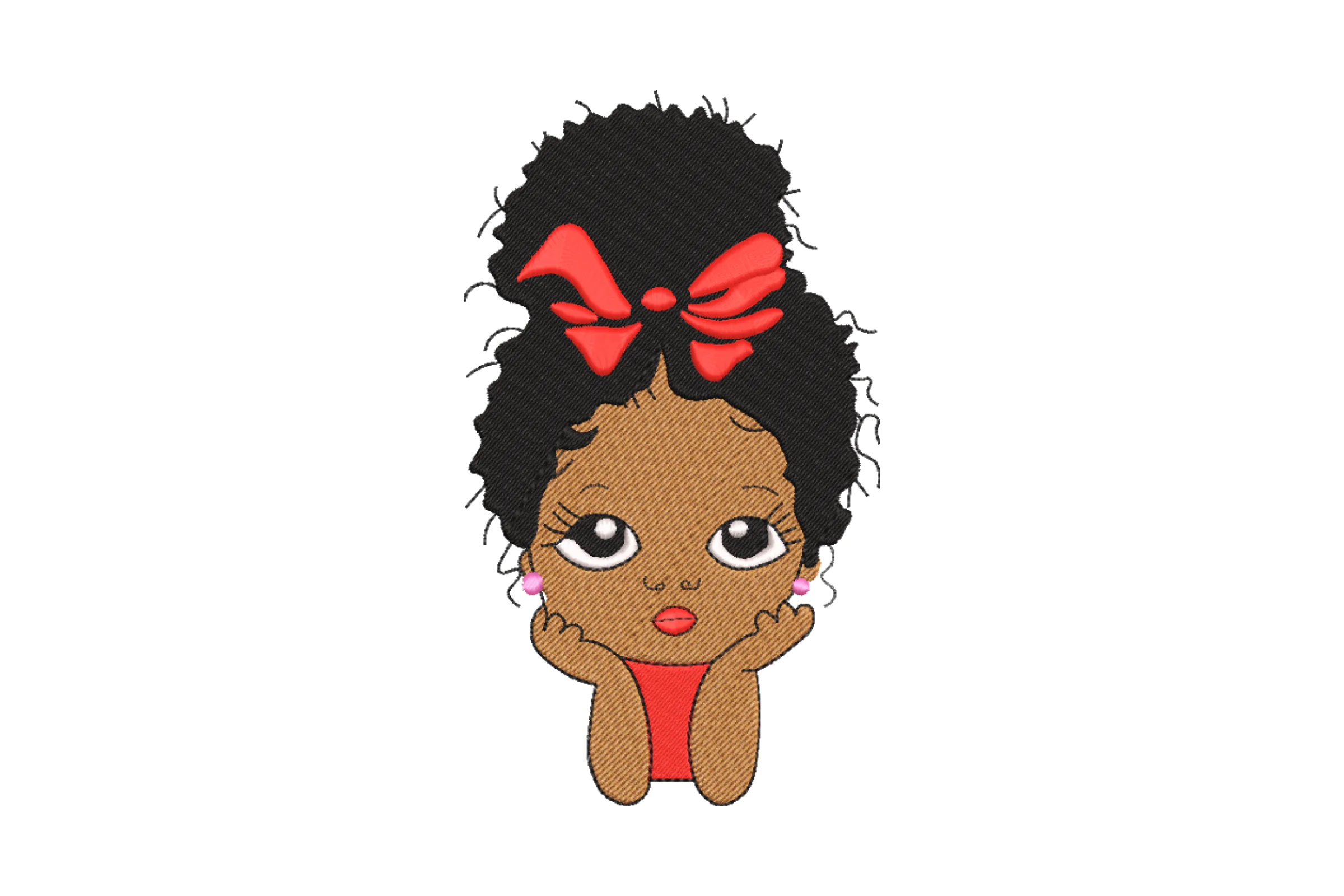 Peekaboo African American Girl, Machine Embroidery Design