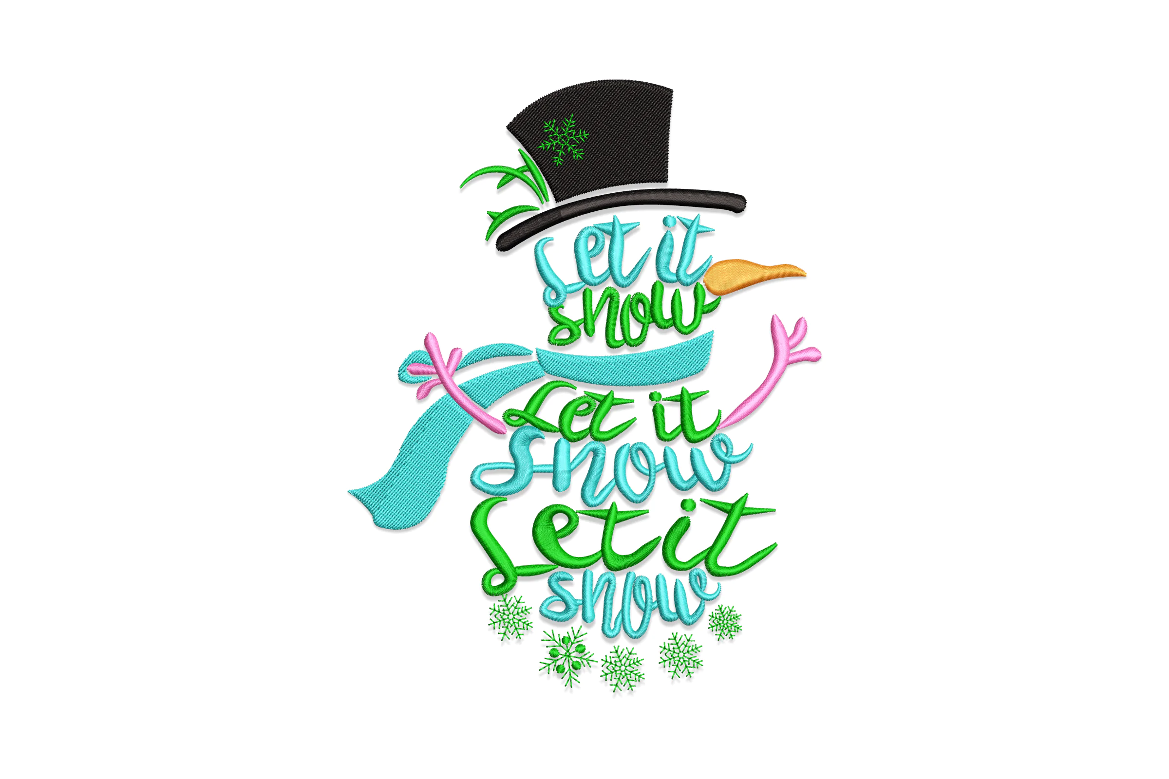 Let It Snow Snowman Christmas Embroidery Design