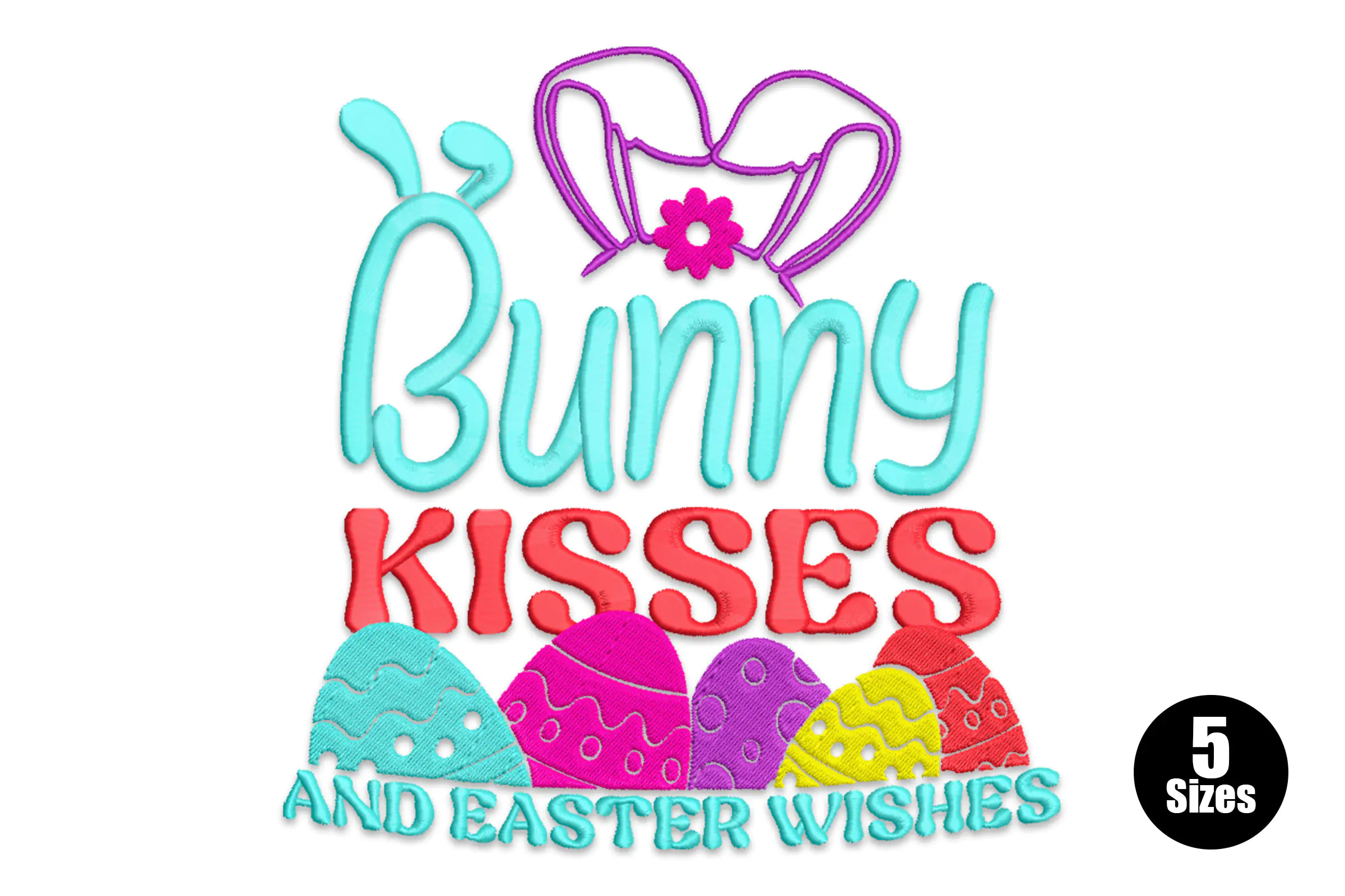 Bunny Kisses Easter Wishes Egg Hunt Embroidery Design