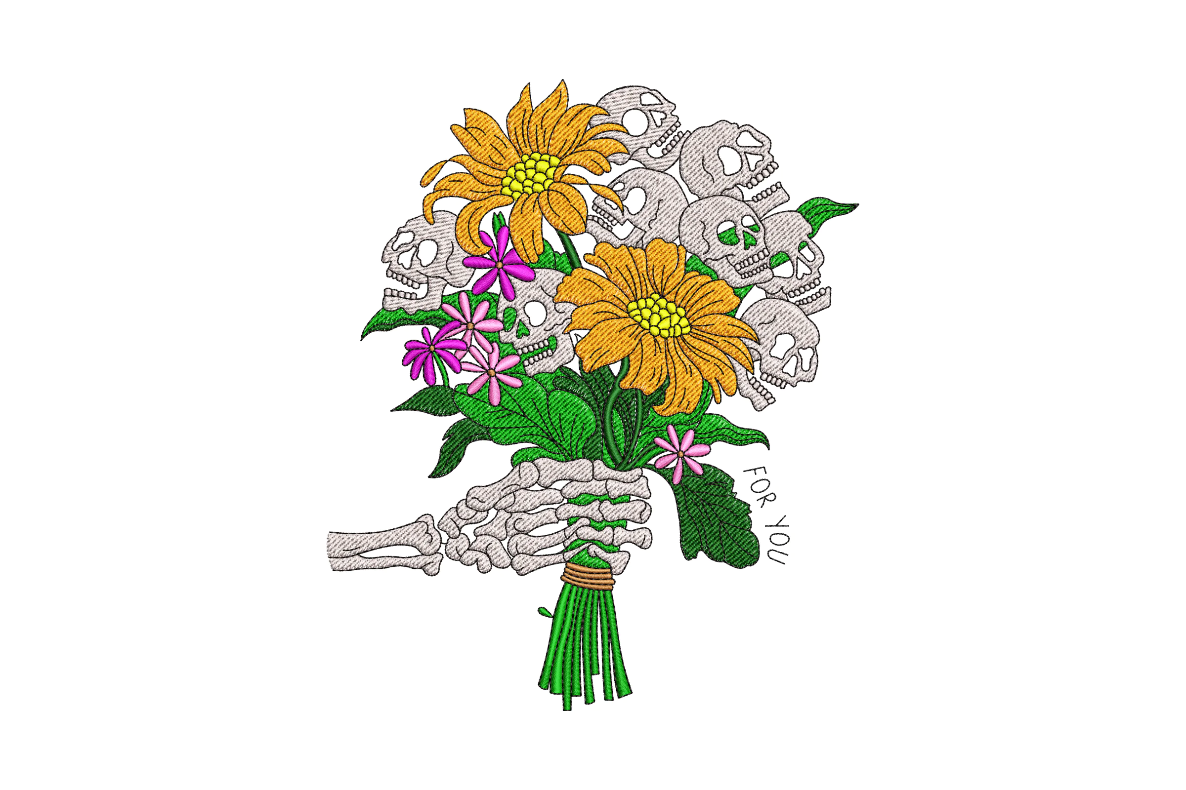 Skull Bouquet Embroidery Design