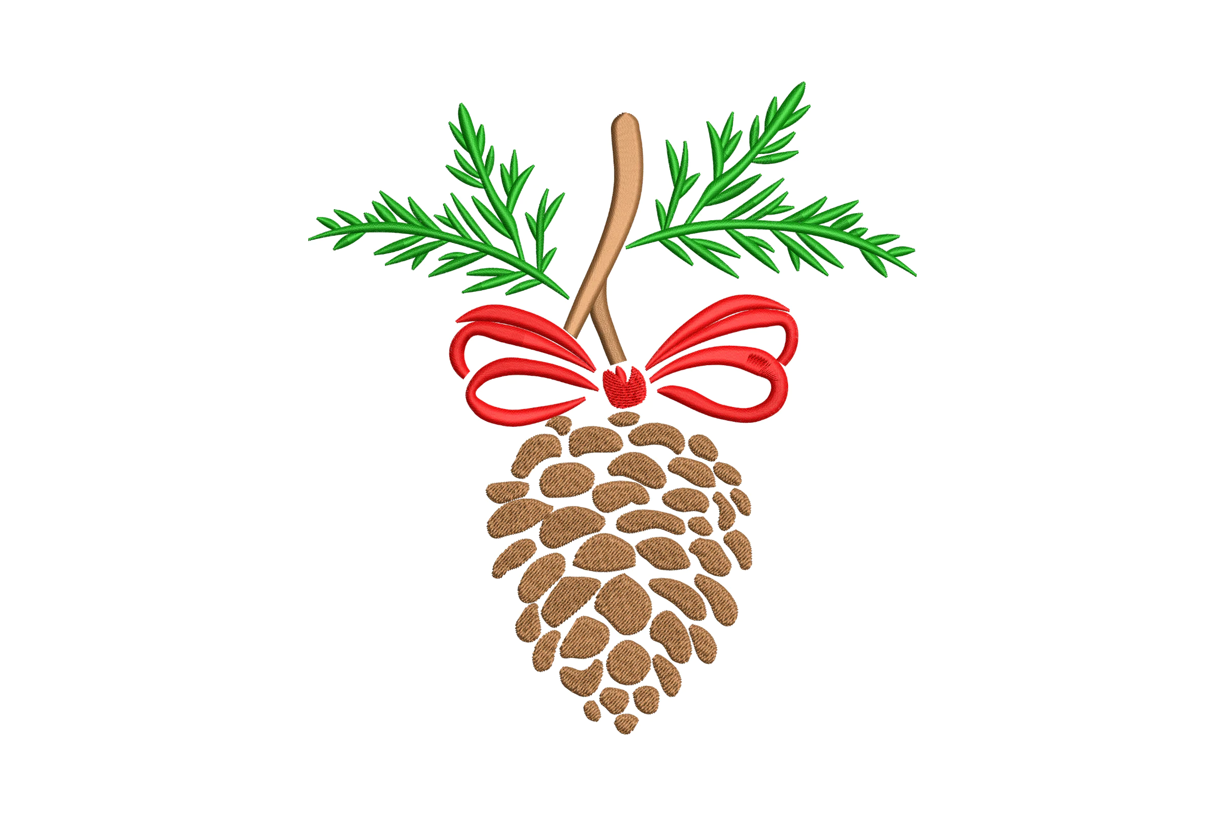 Christmas Pine Cone Machine Embroidery Design