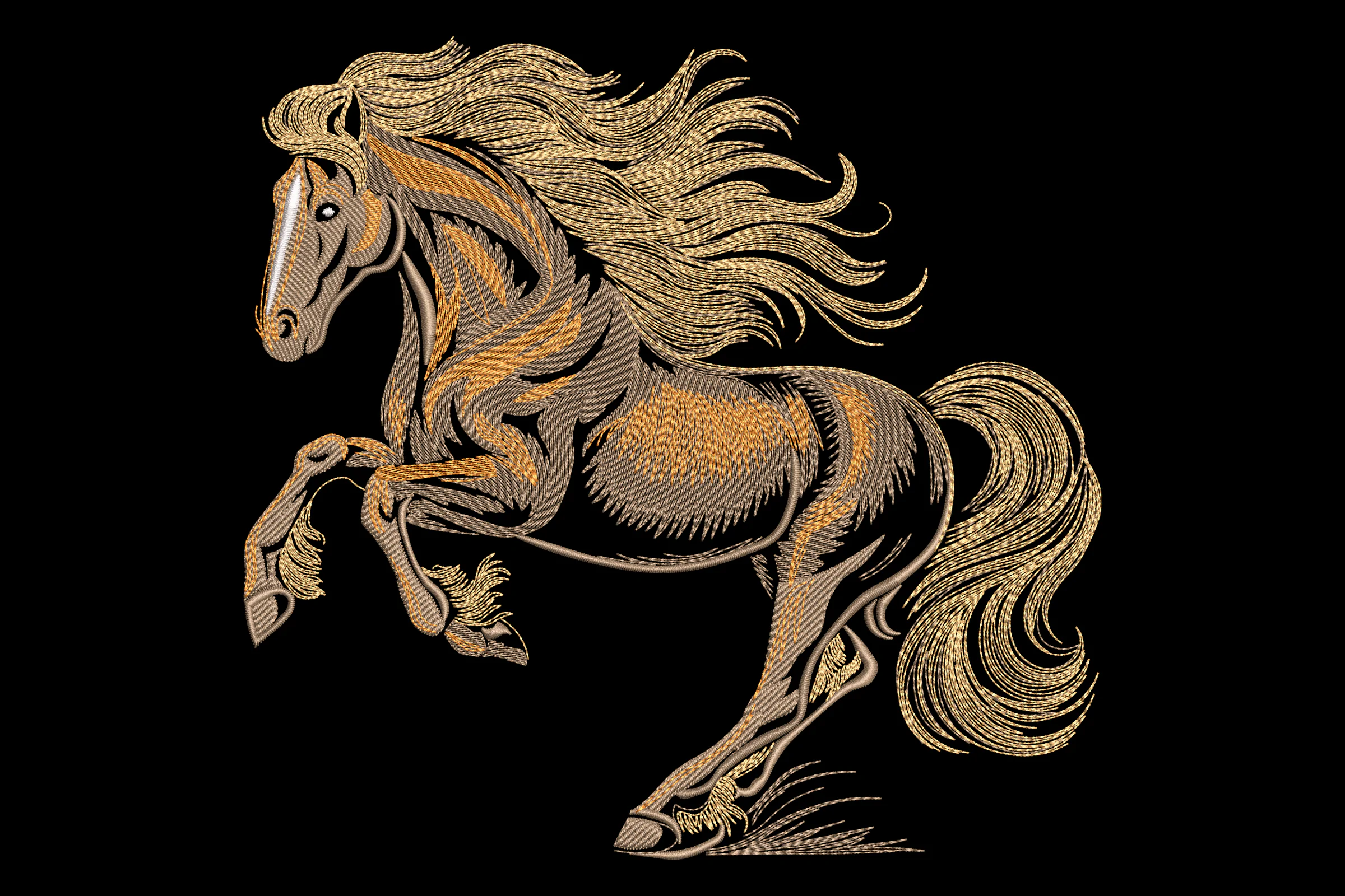 Realistic Horses Embroidery Design