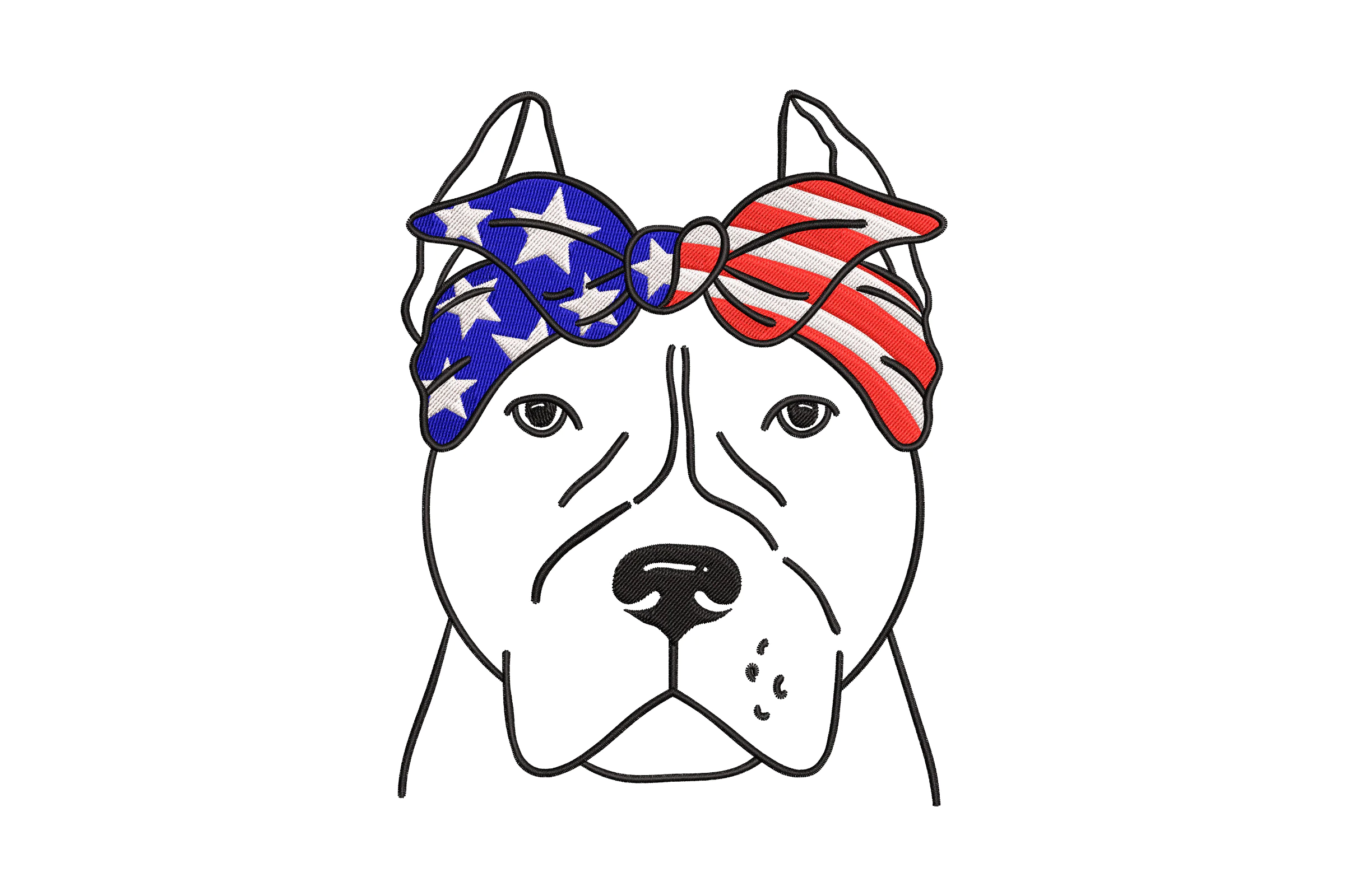Patriotic Pitbull Bandana Embroidery Design
