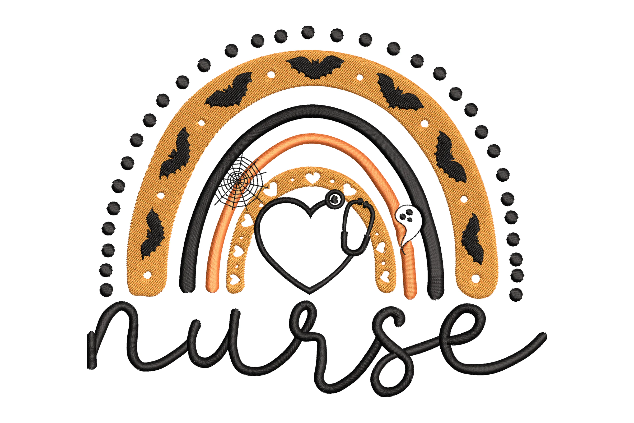 Halloween Nurse Rainbow Embroidery Design