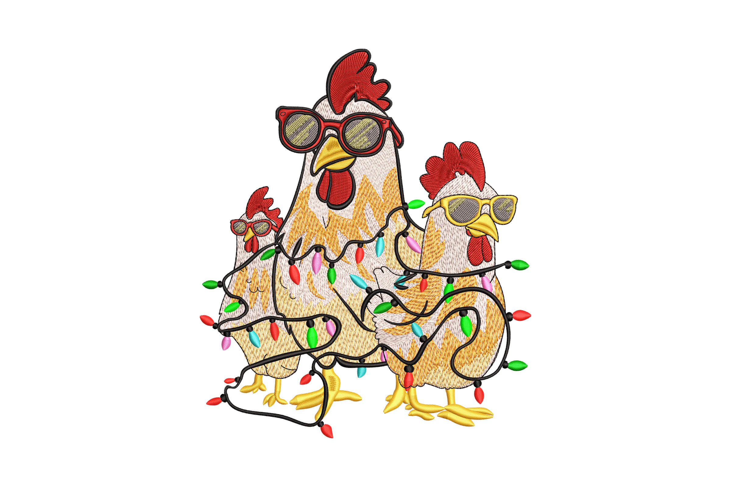 Chicken Christmas Embroidery Design Pattern