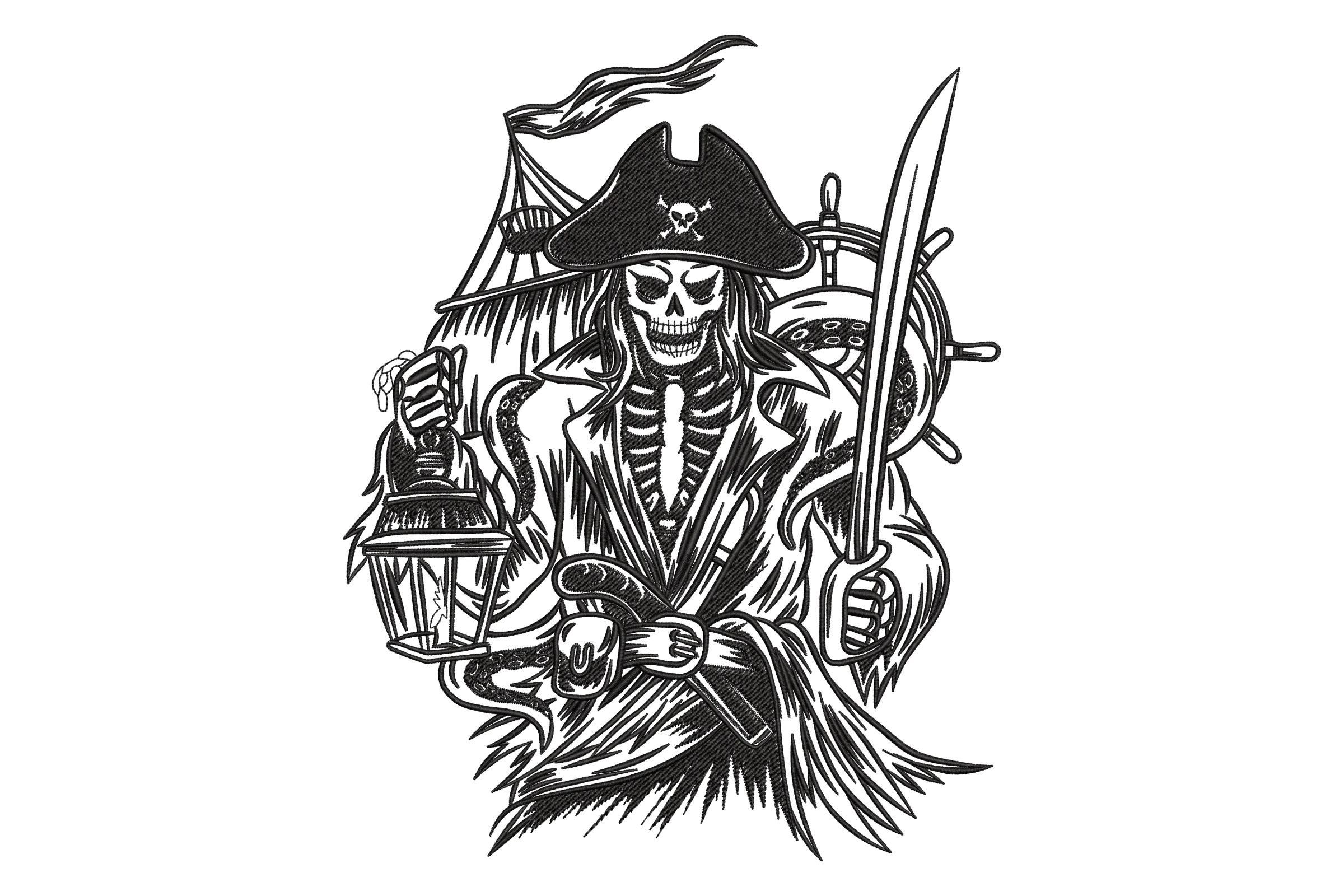 Pirate Skull Embroidery Design