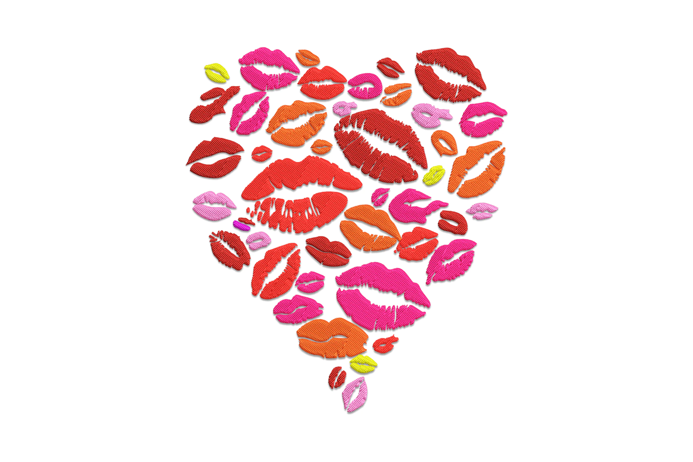 Lips in Heart Embroidery Design File