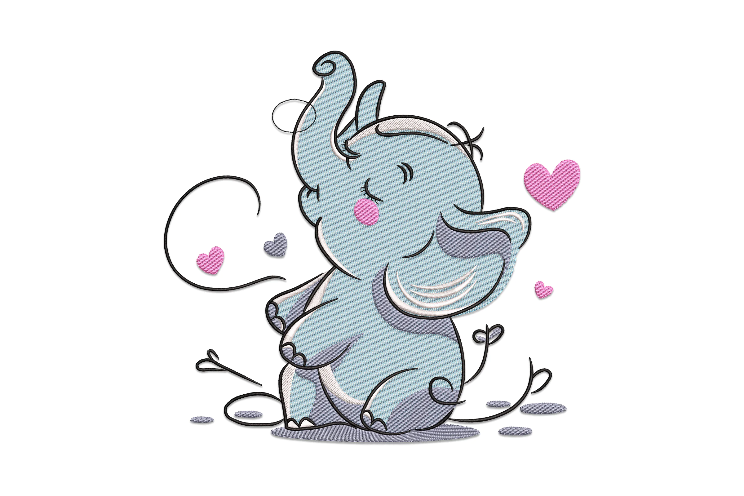 Valentine Elephant Embroidery Design