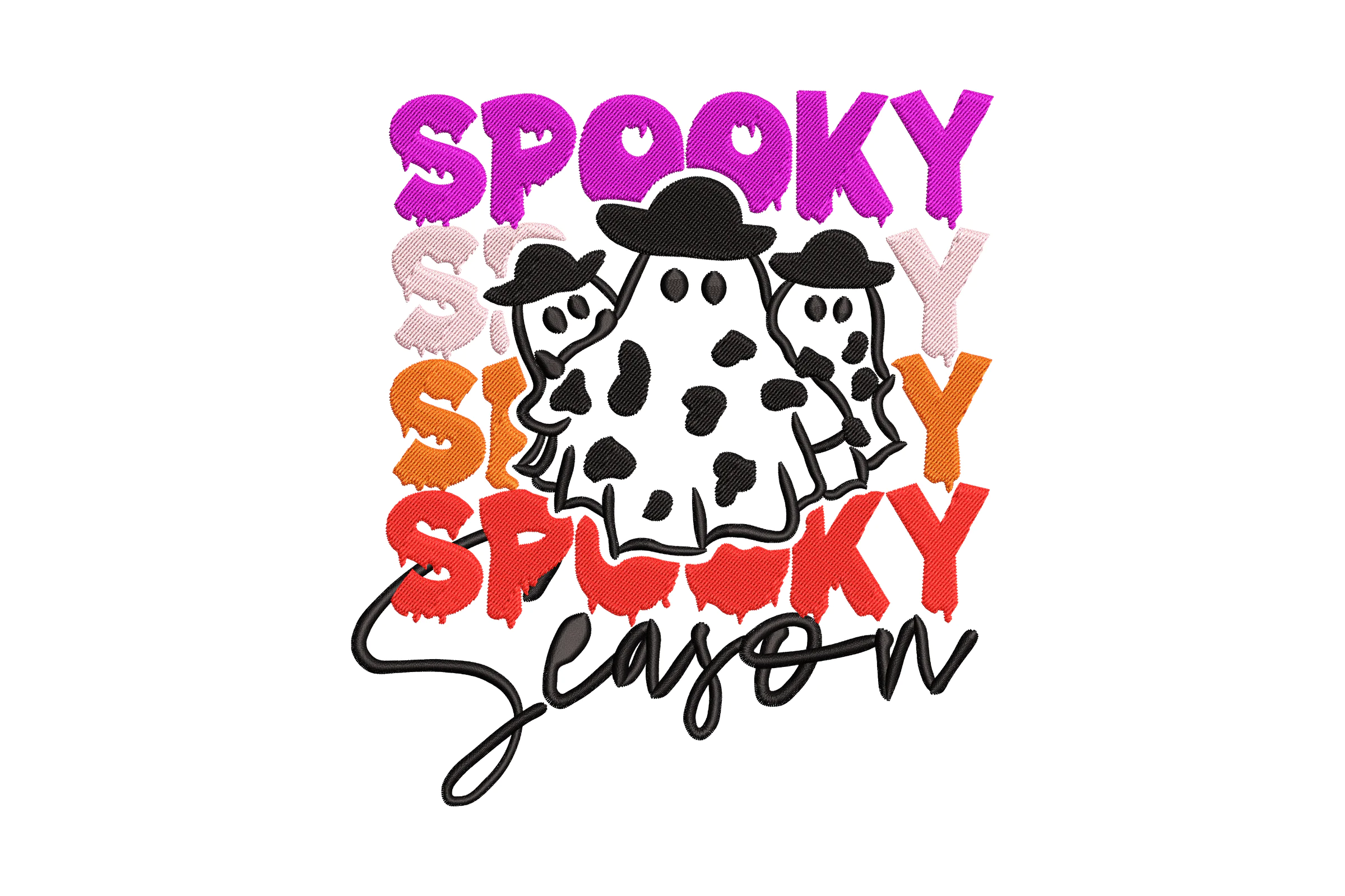 Spooky Season Ghost Trio Embroidery Design