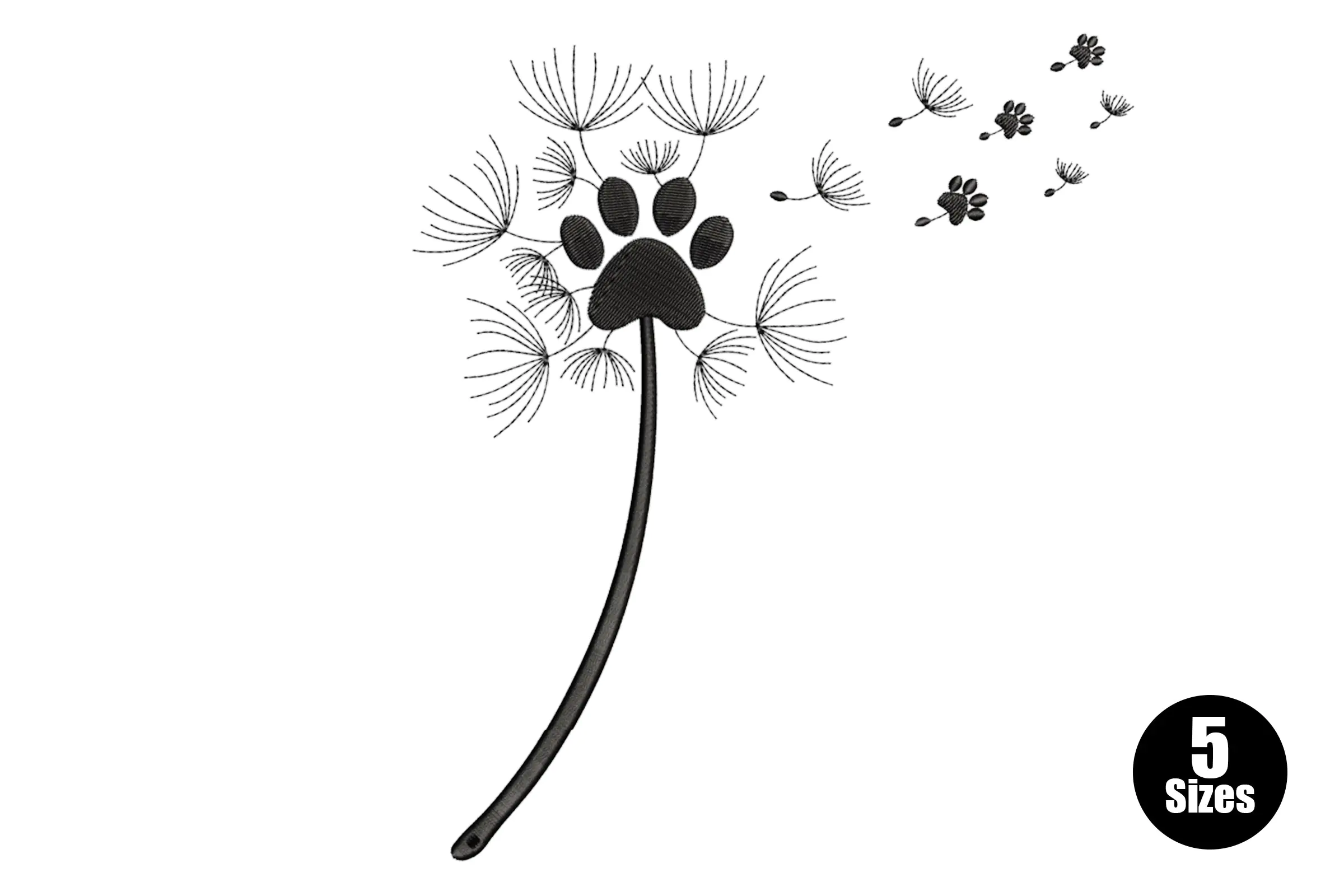 Dandelion Paw Embroidery Design