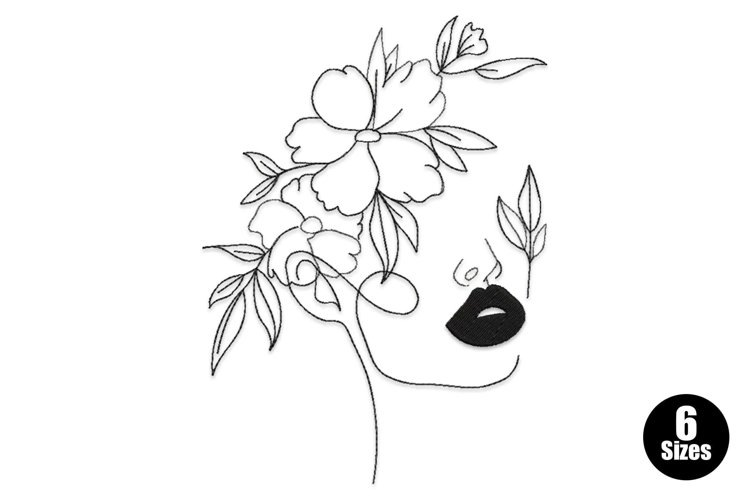 Girl and Flowers Embroidery Design