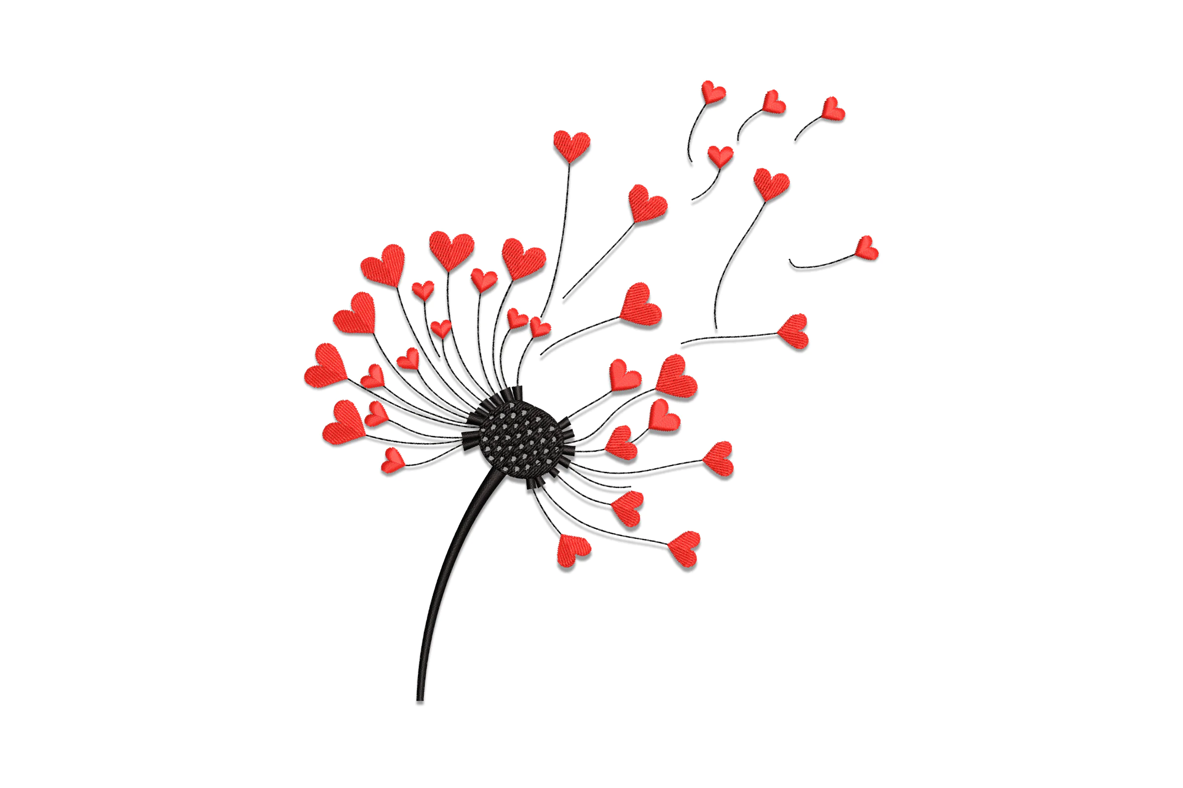 Heart Dandelions Embroidery Design