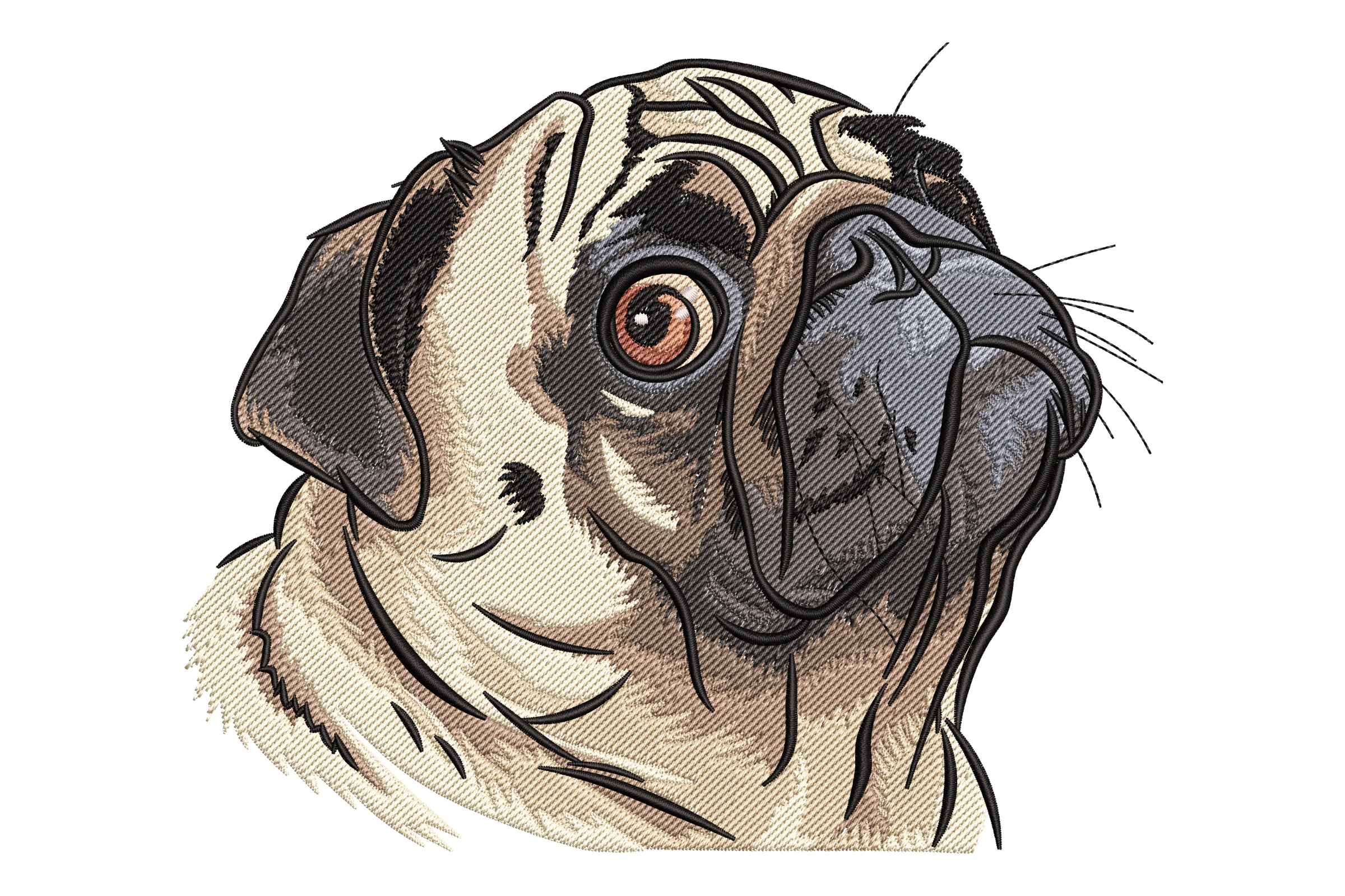 Pug Dog Embroidery Design