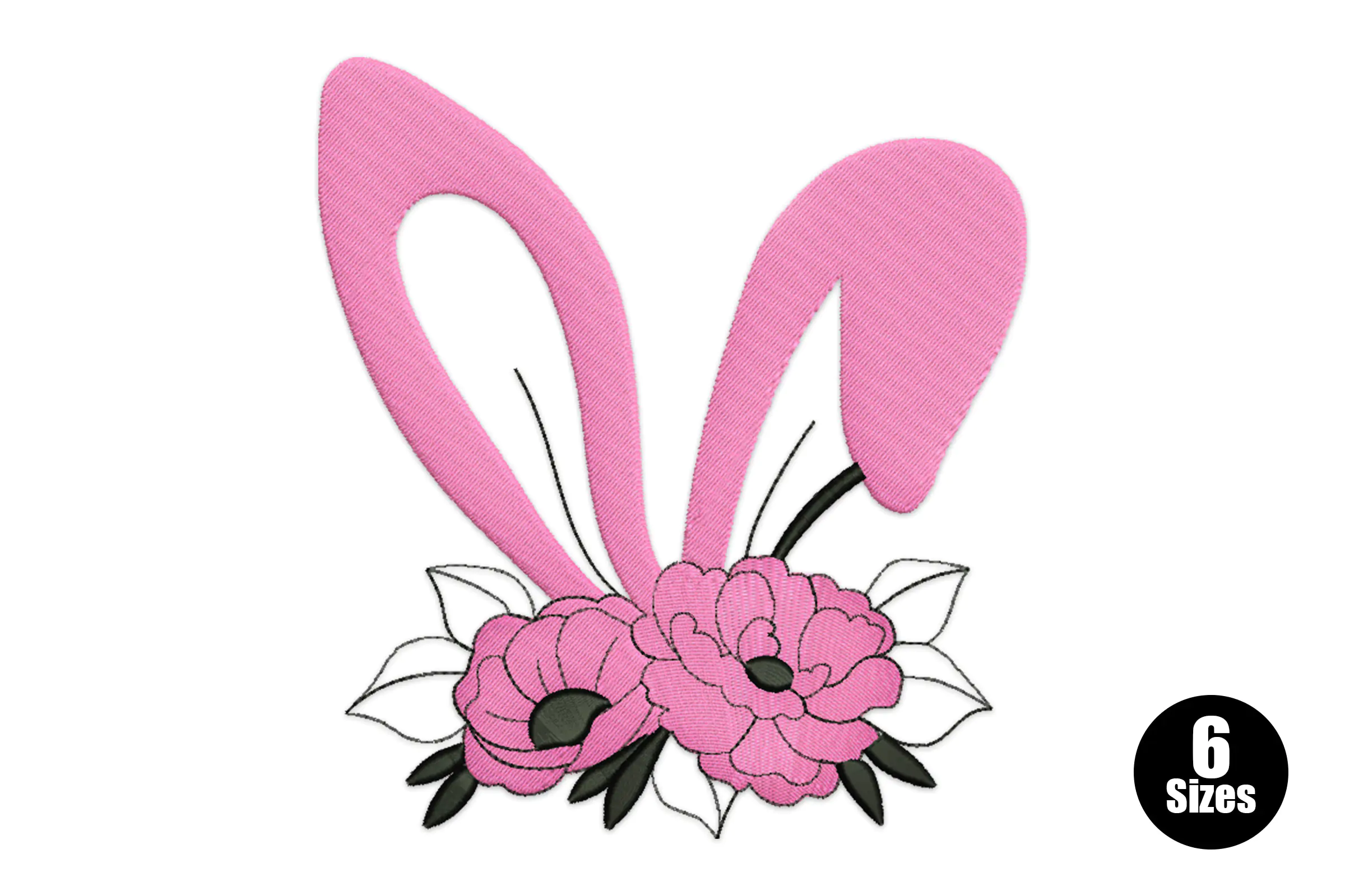 Floral Bunny Ears Embroidery Design