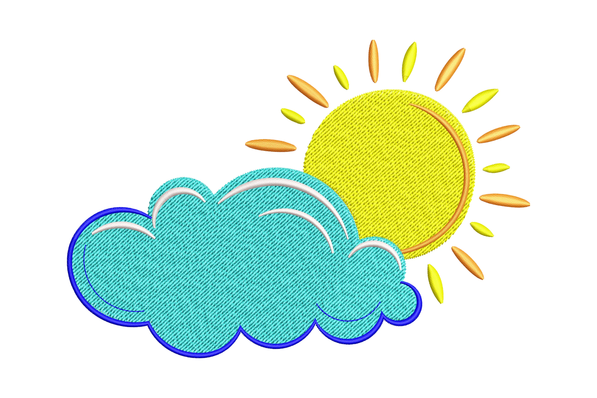 Sun and Cloud Embroidery Design