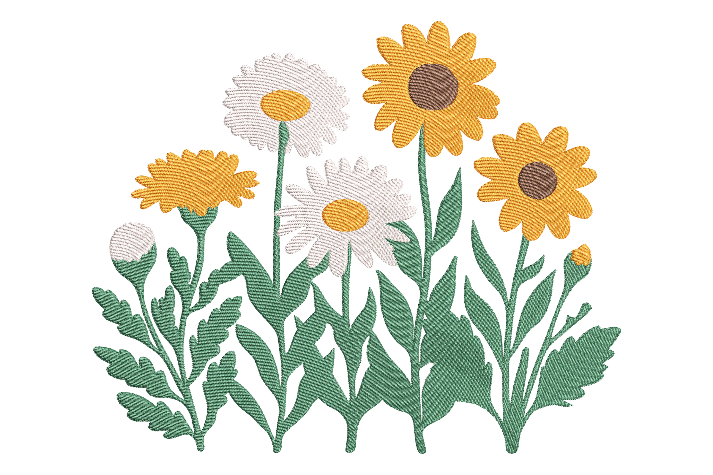 Summer Meadow Flowers Embroidery Design File