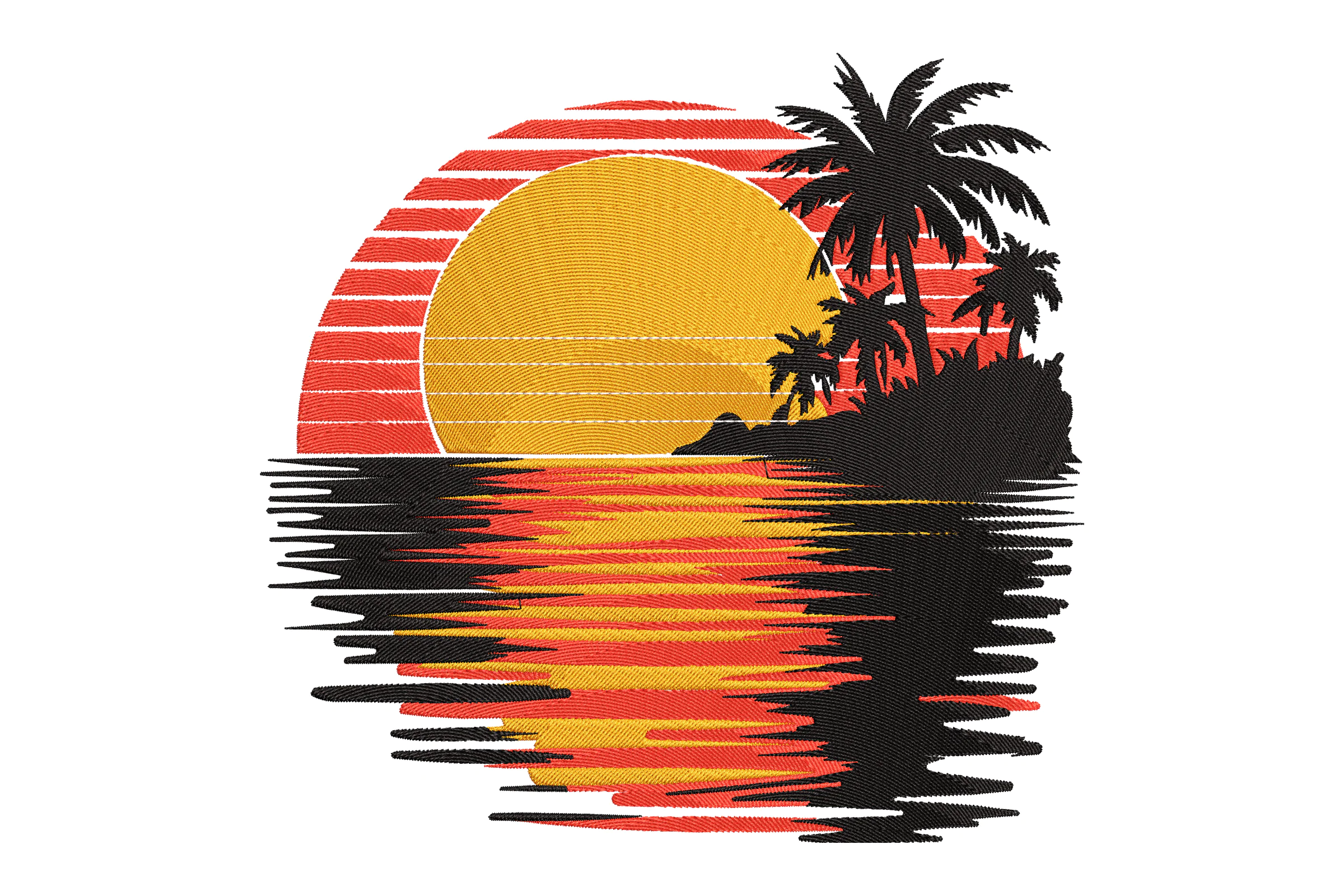 Summer Sunset Palm Tree Embroidery Design