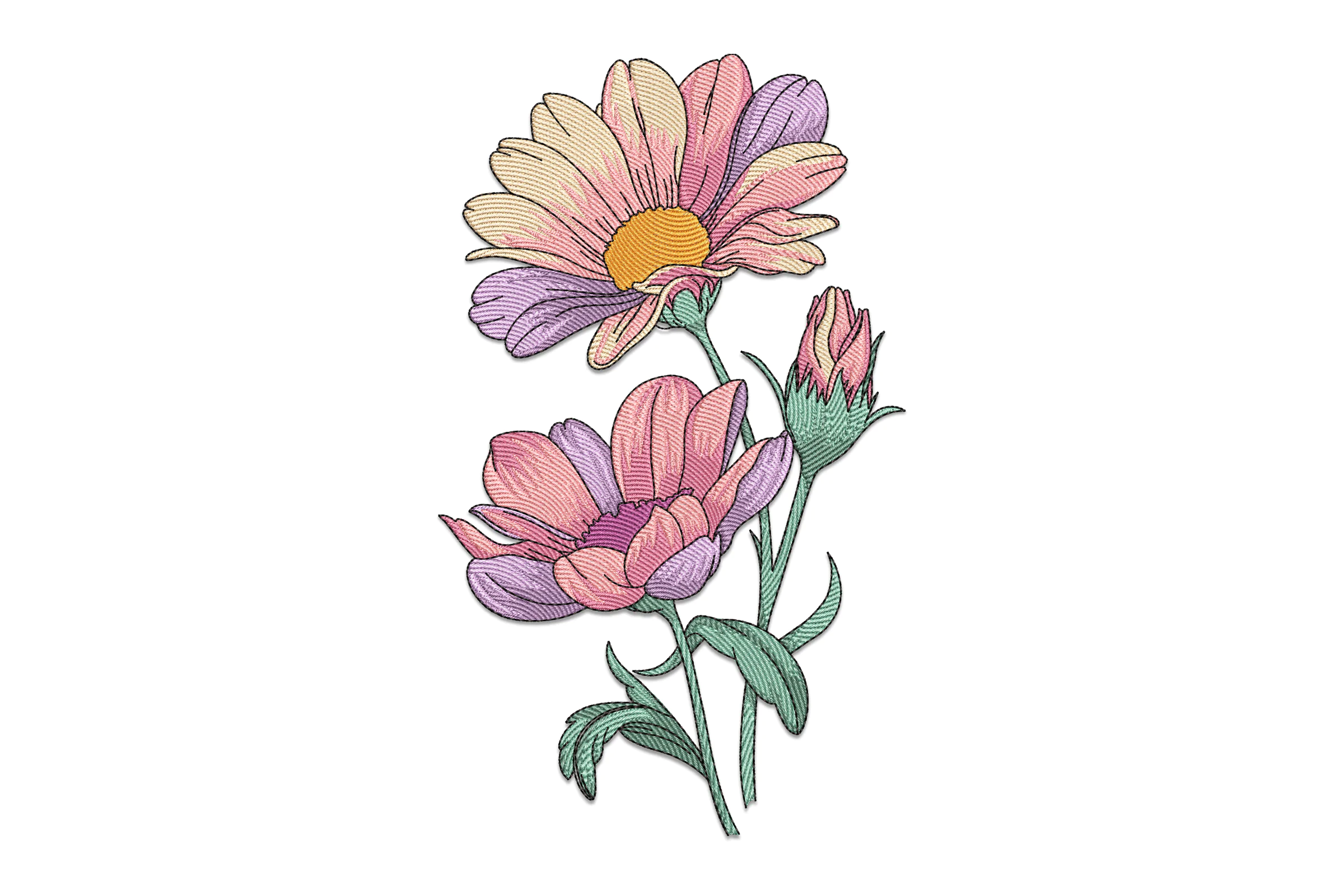 Daisy Wildflowers Embroidery Design File