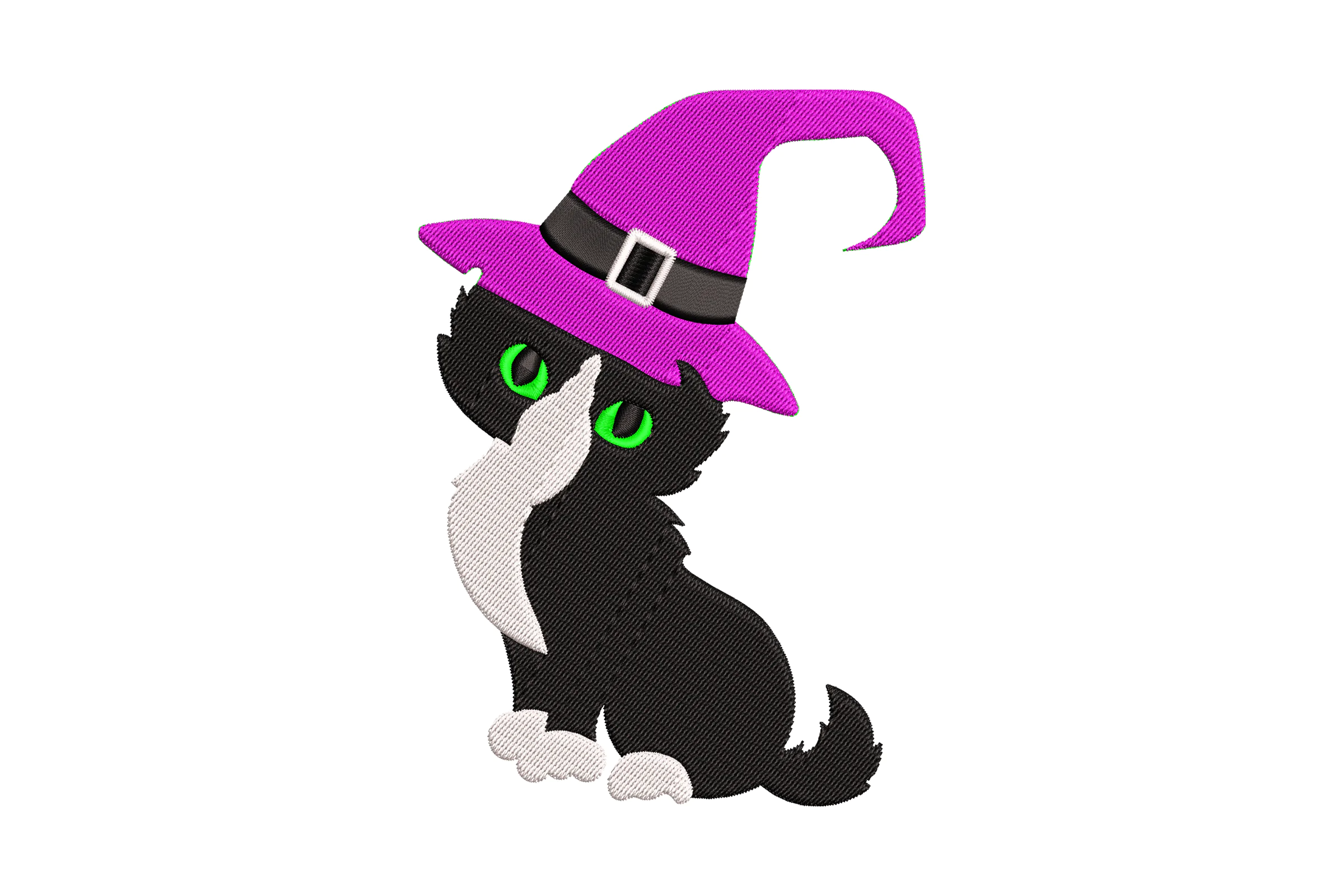 Witch Cat Embroidery Design