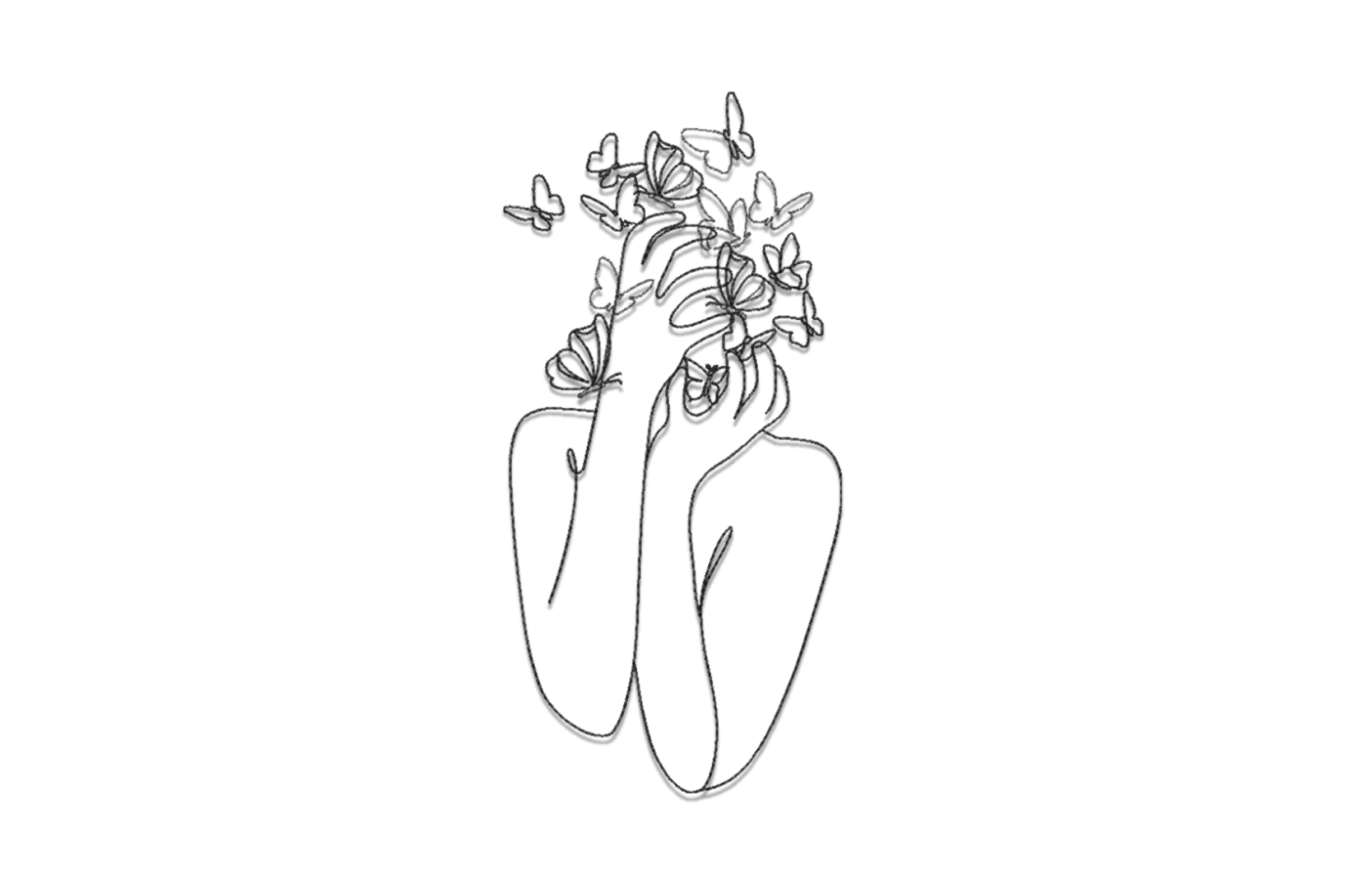 Woman with Butterflies Digital Embroidery Design