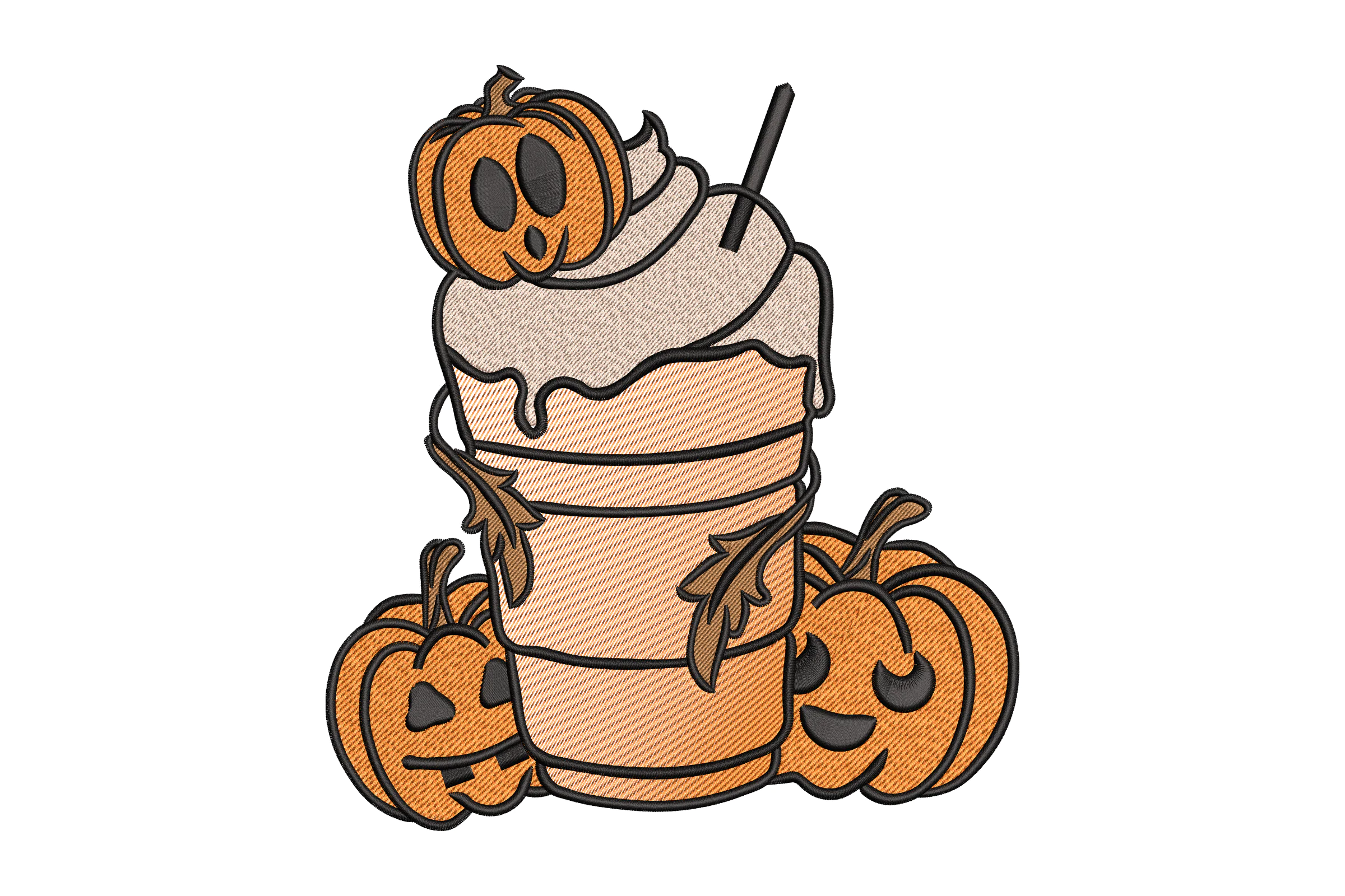 Fall Coffee Pumpkin Embroidery Design