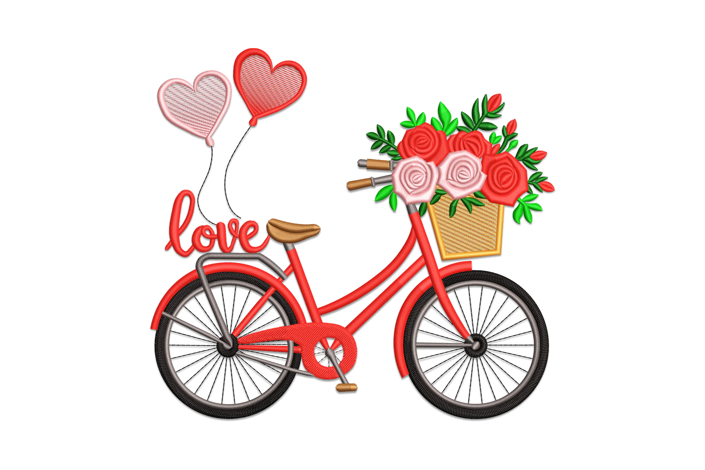 Valentines Day Bicycle Embroidery Design