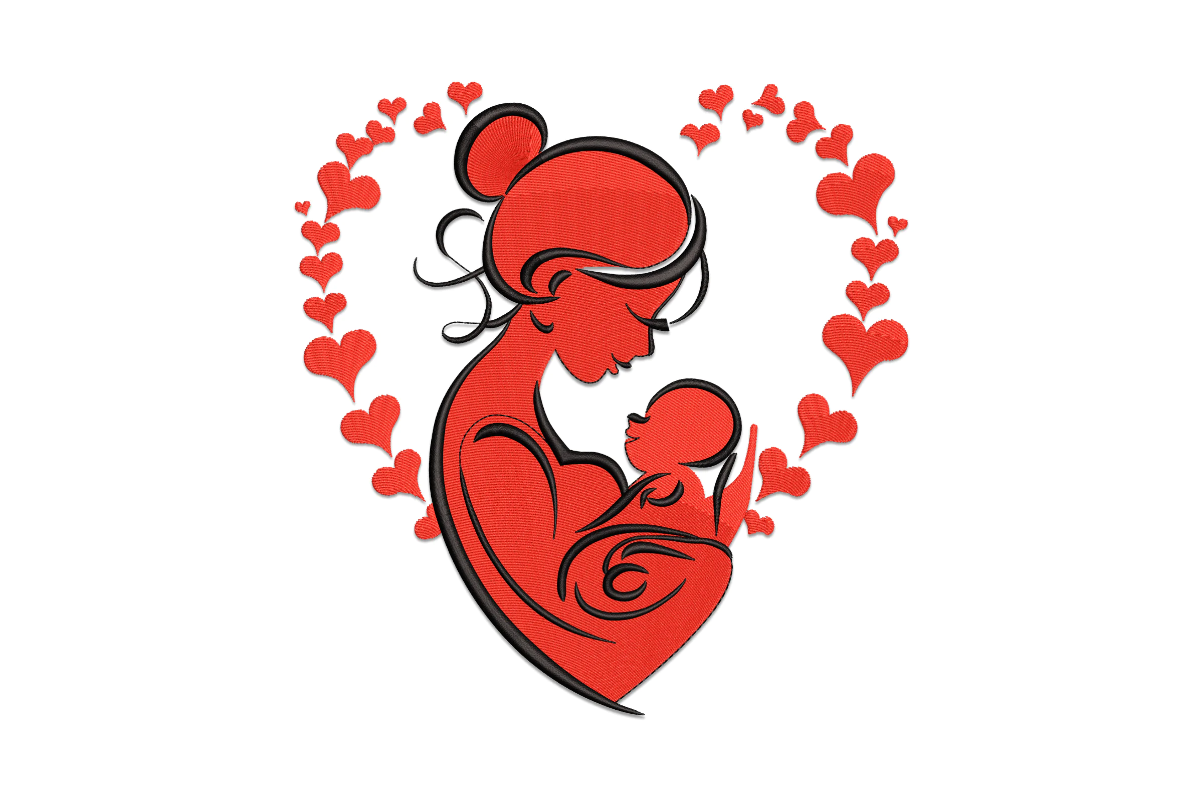 Mom and Baby Embroidery Design
