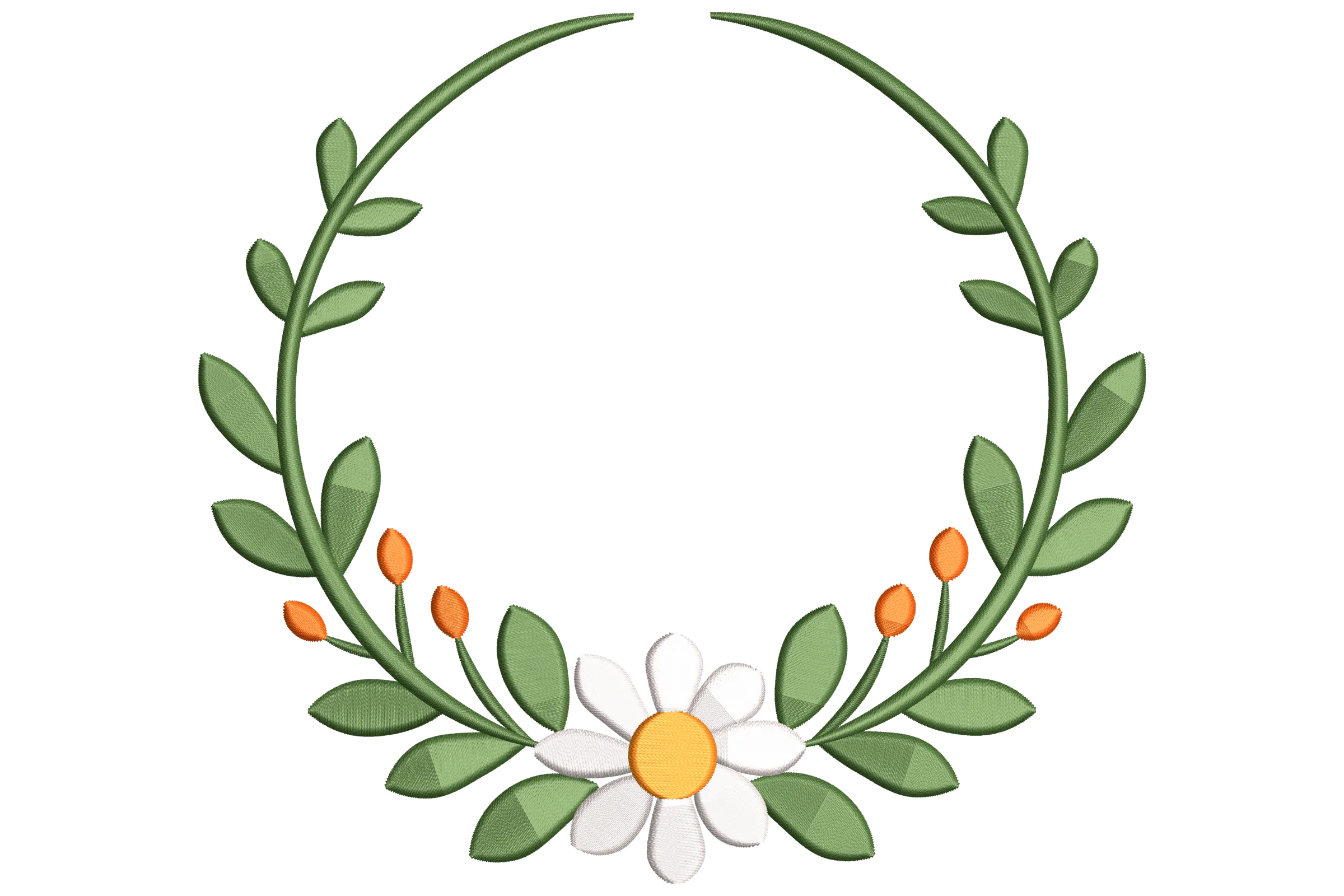 Floral Wreath Frame Embroidery Design