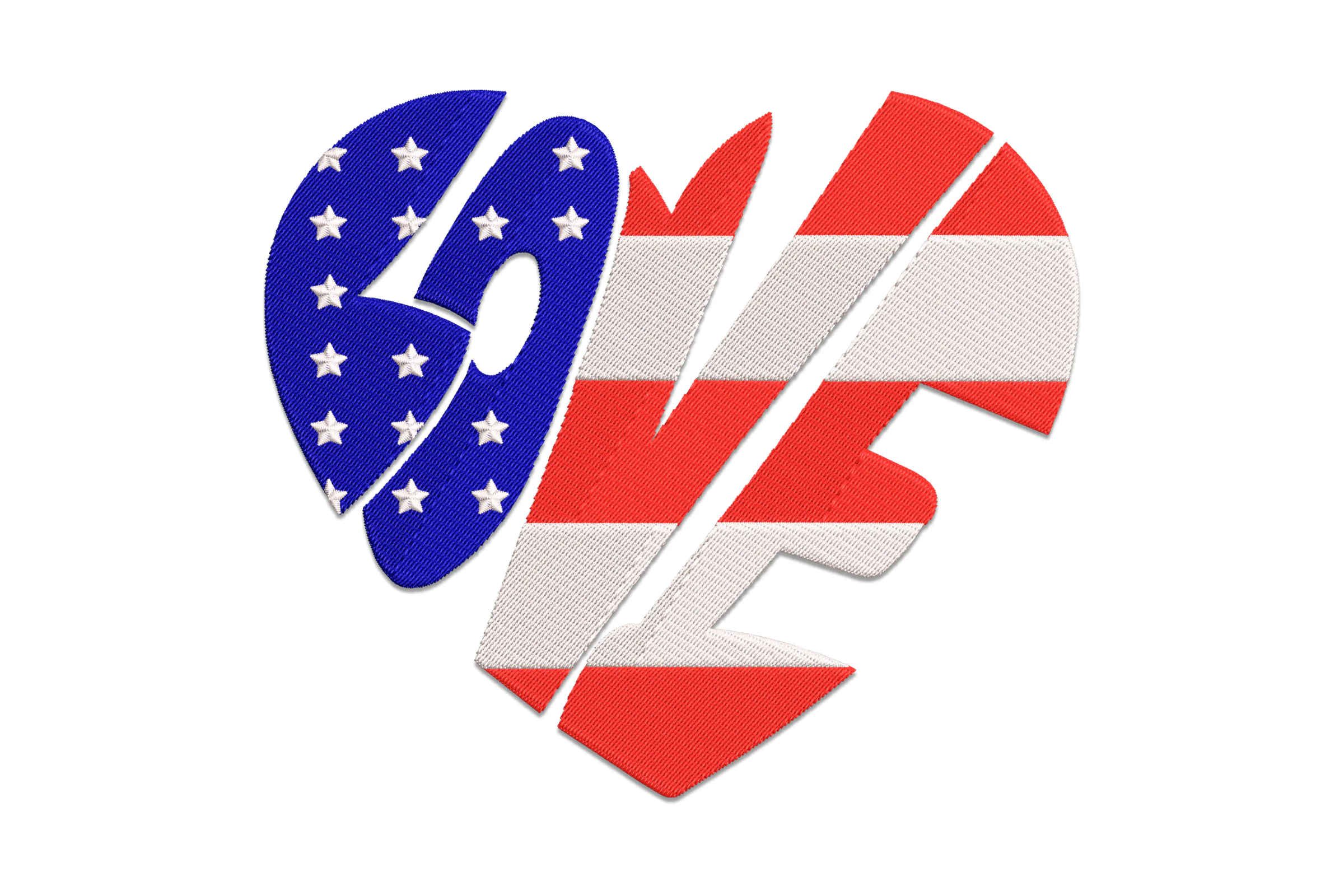 American Flag Heart Digital Embroidery Design