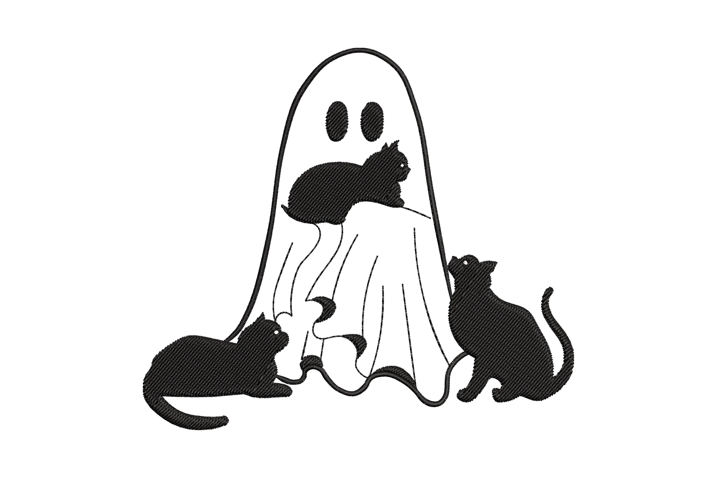 Halloween Ghost Black Cats Embroidery Design