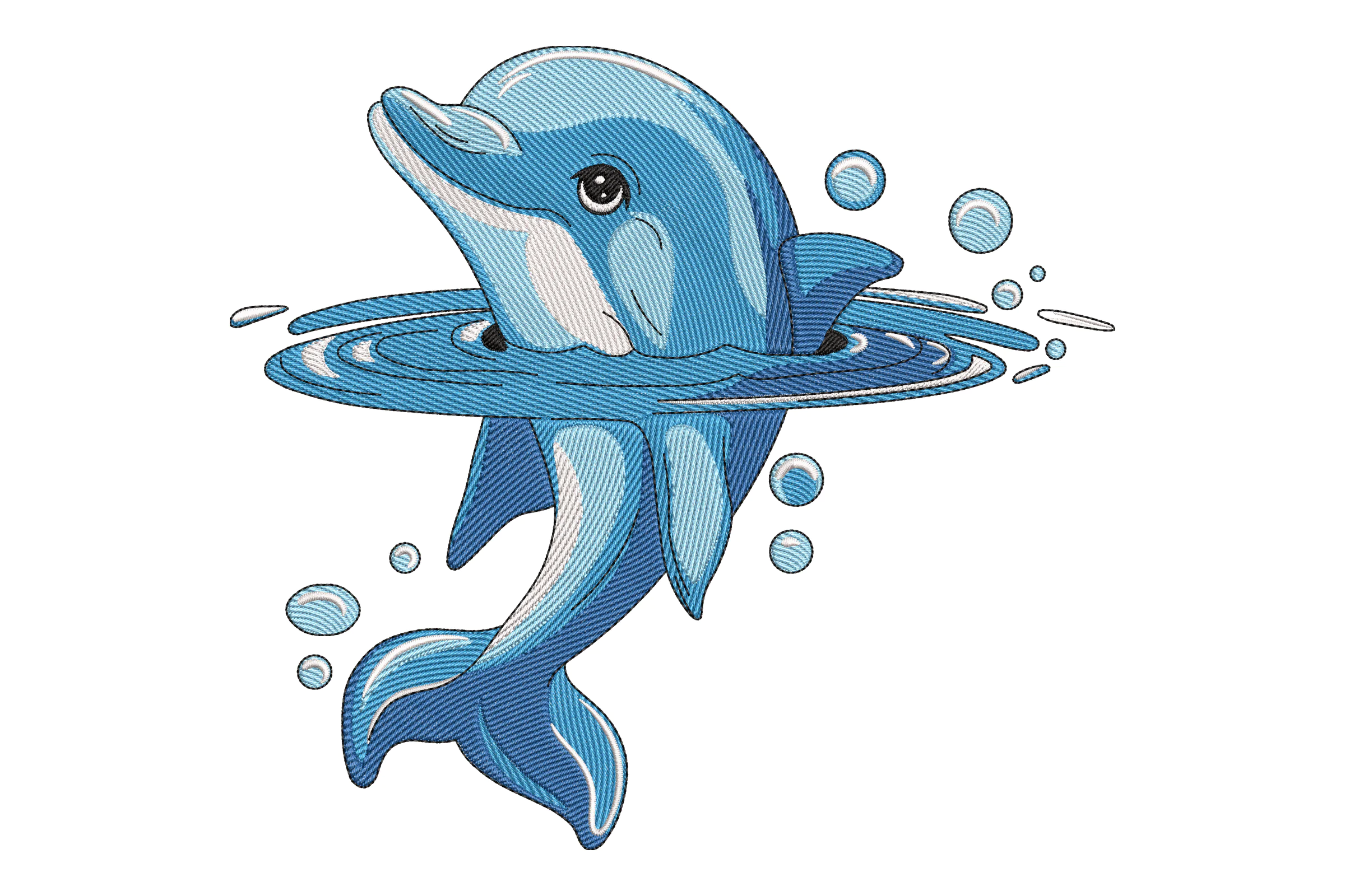 Playful Dolphin Embroidery Design