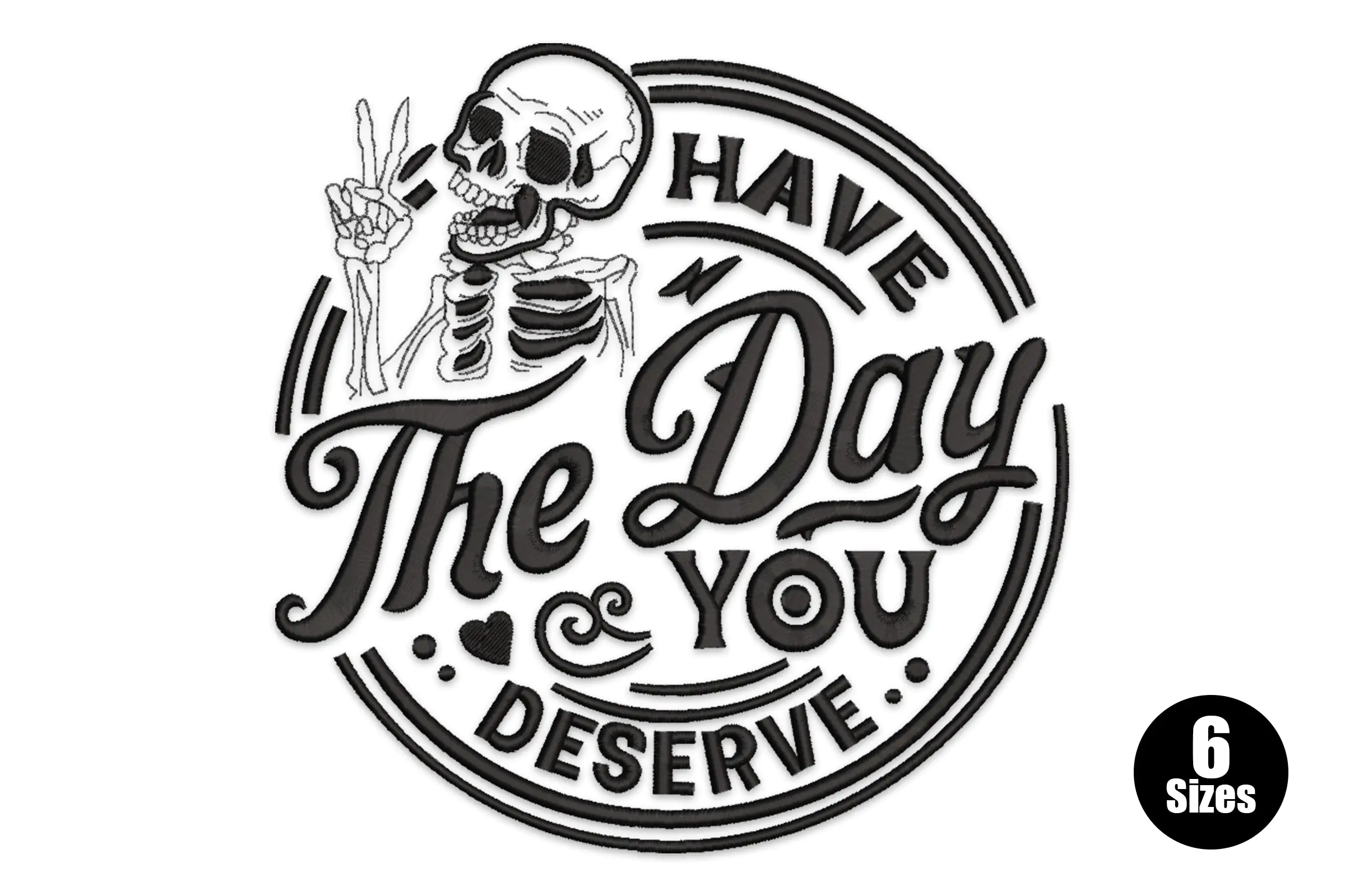 Peace Sign Skeleton Embroidery Design