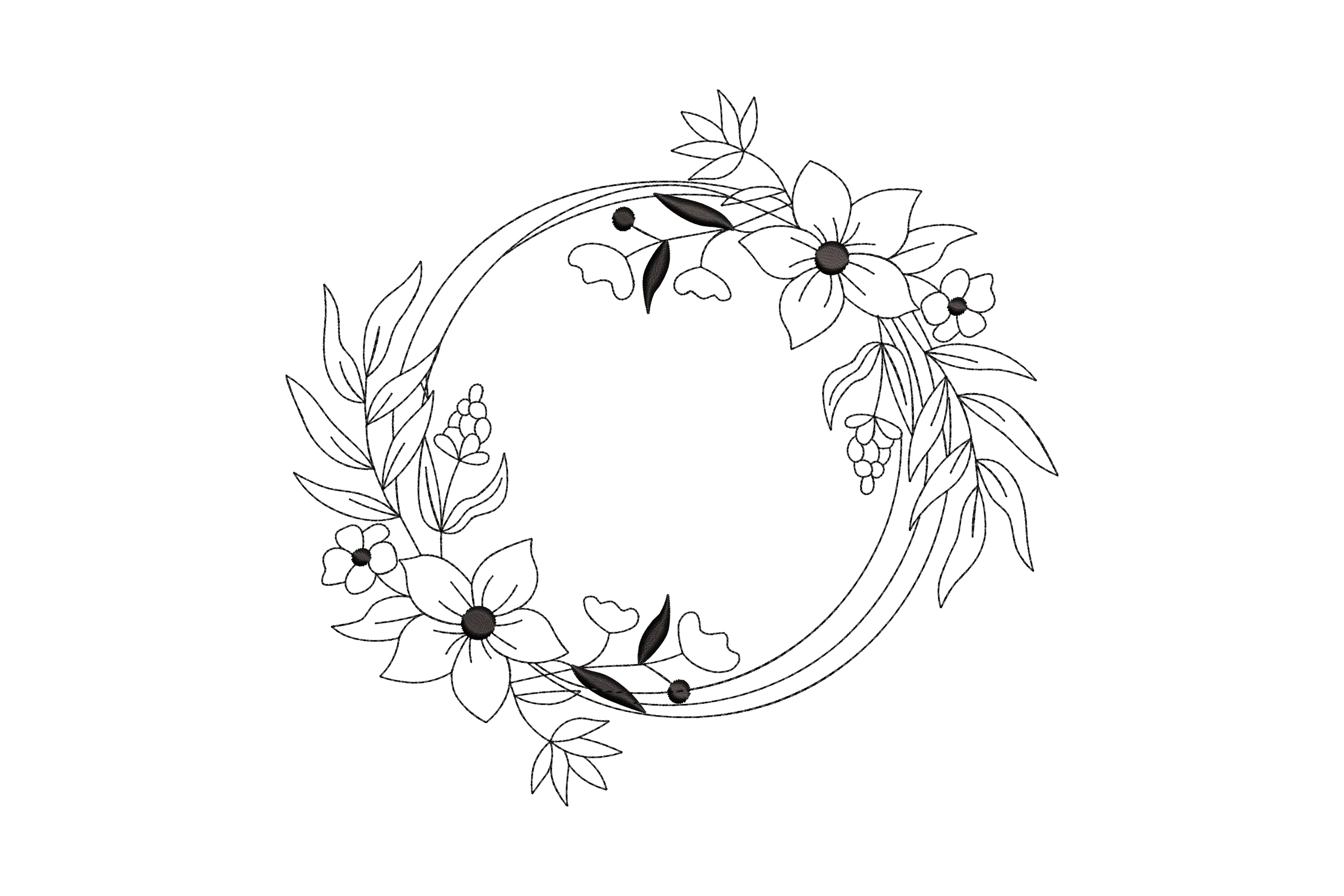 Flower Wreath Embroidery Design File