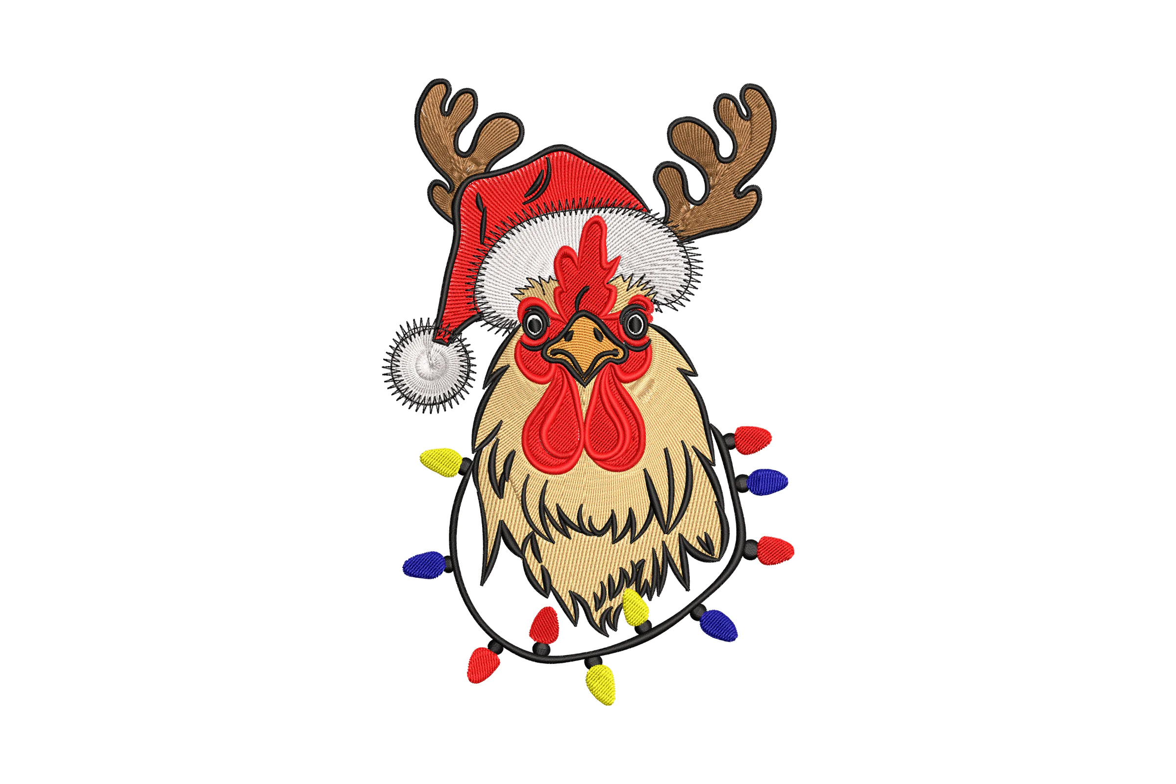 Christmas Chicken Embroidery Design Pattern