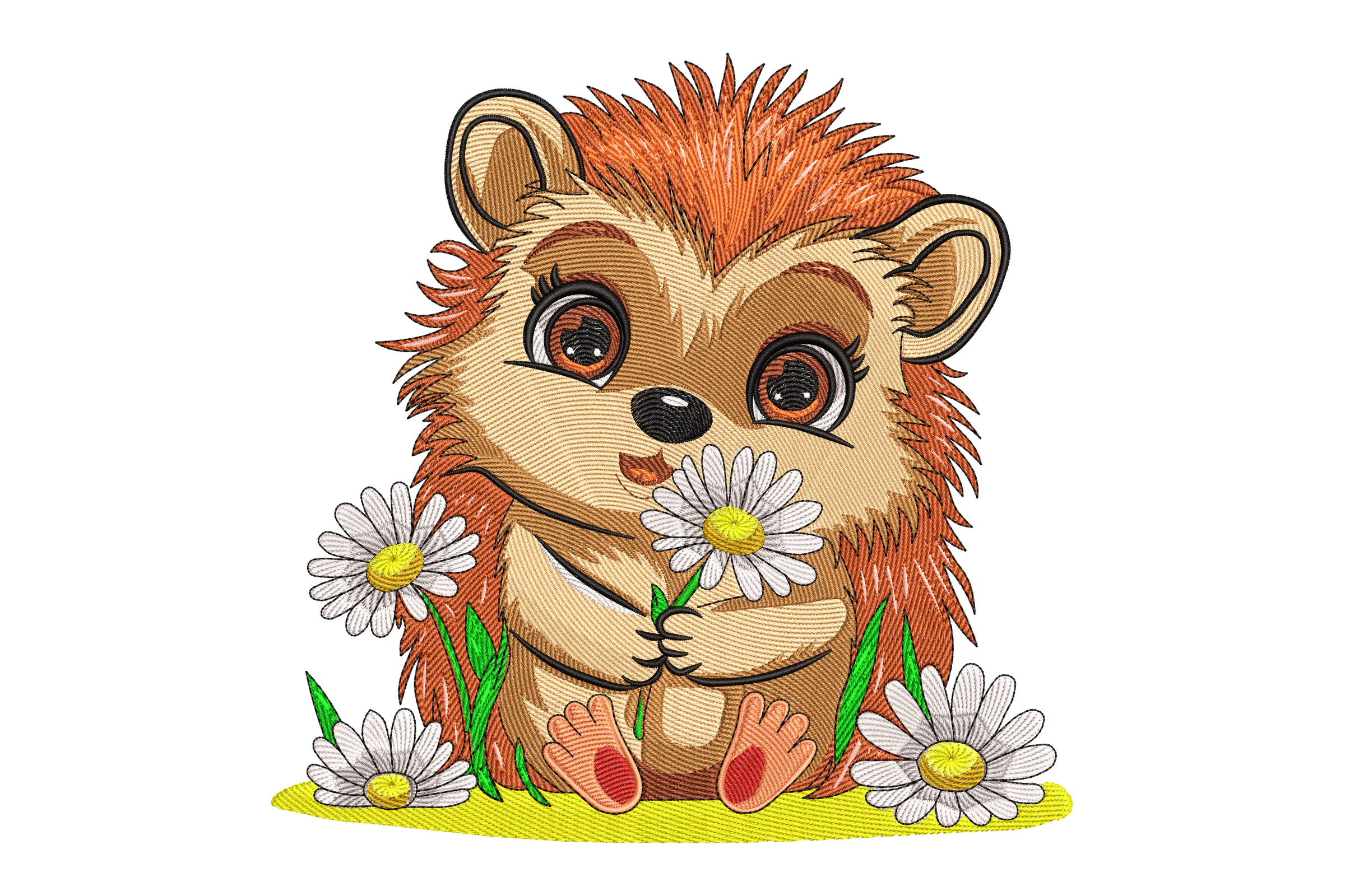 Flower Hedgehog Embroidery Design