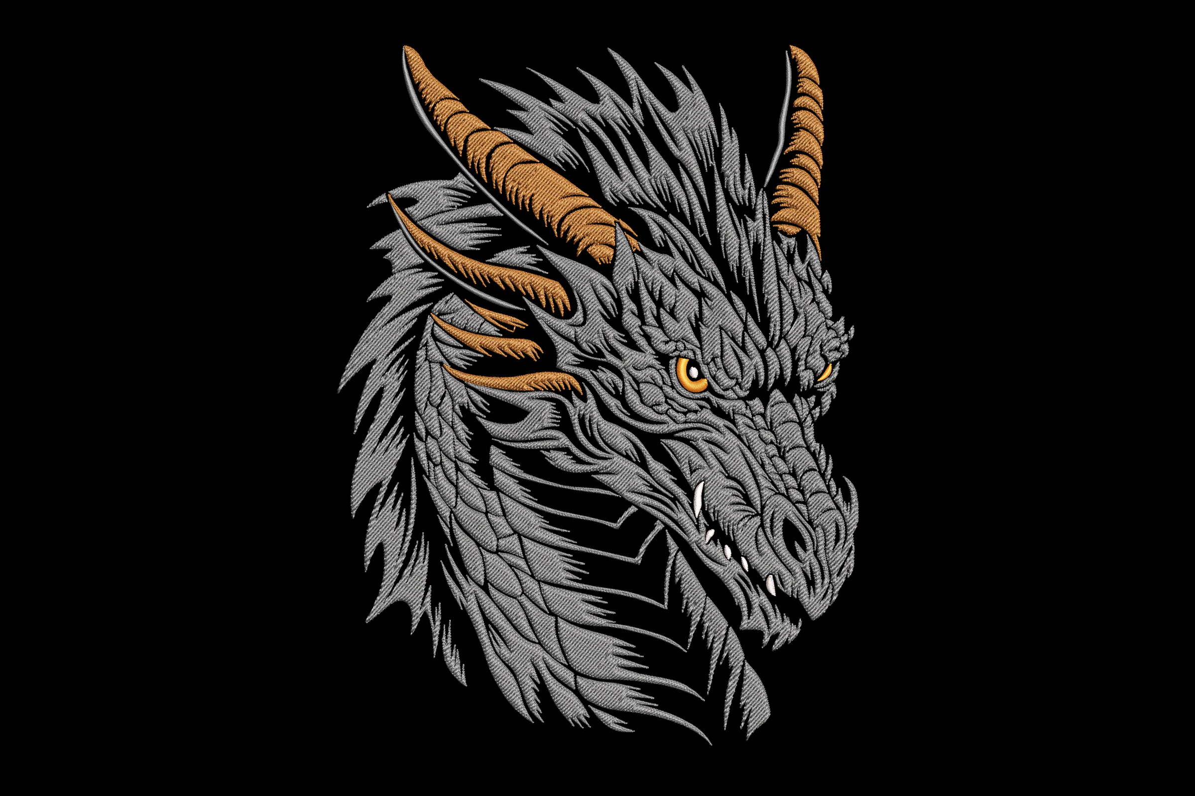Fierce Dragon Head Embroidery Design