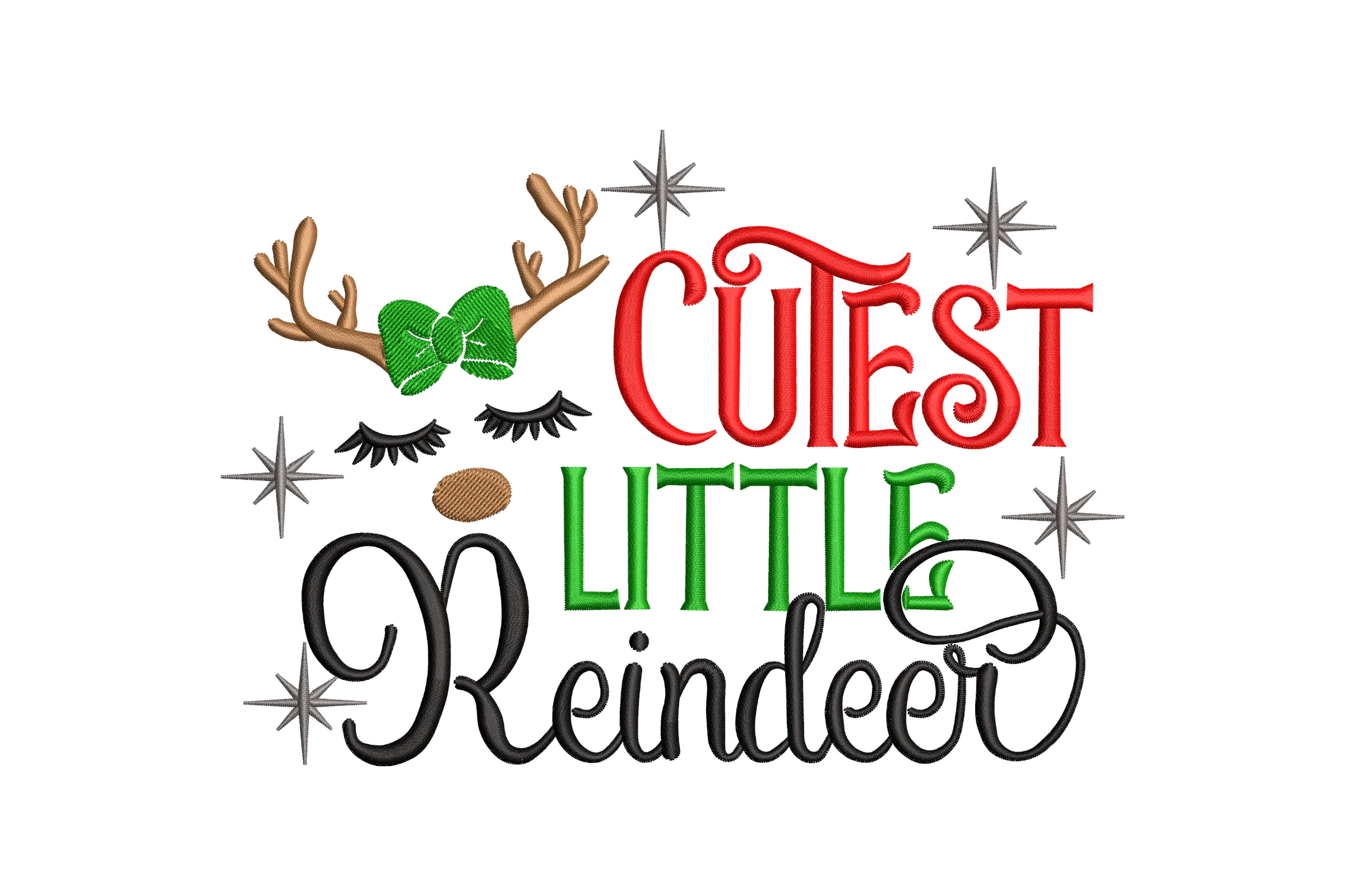 Girl Reindeer Face Christmas Embroidery Design