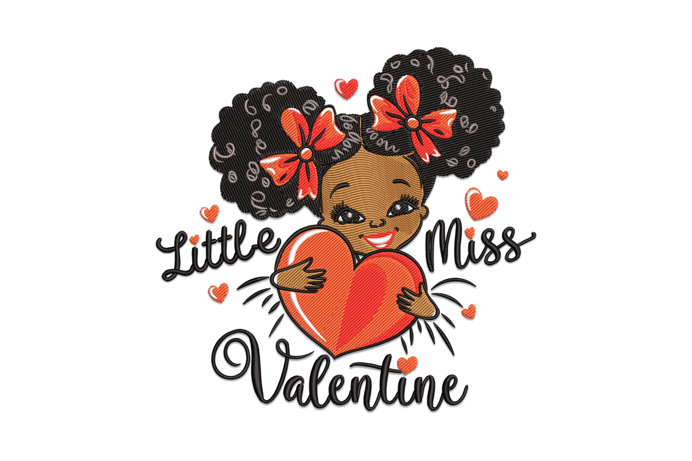 Little Miss Valentine Heart Embroidery Design
