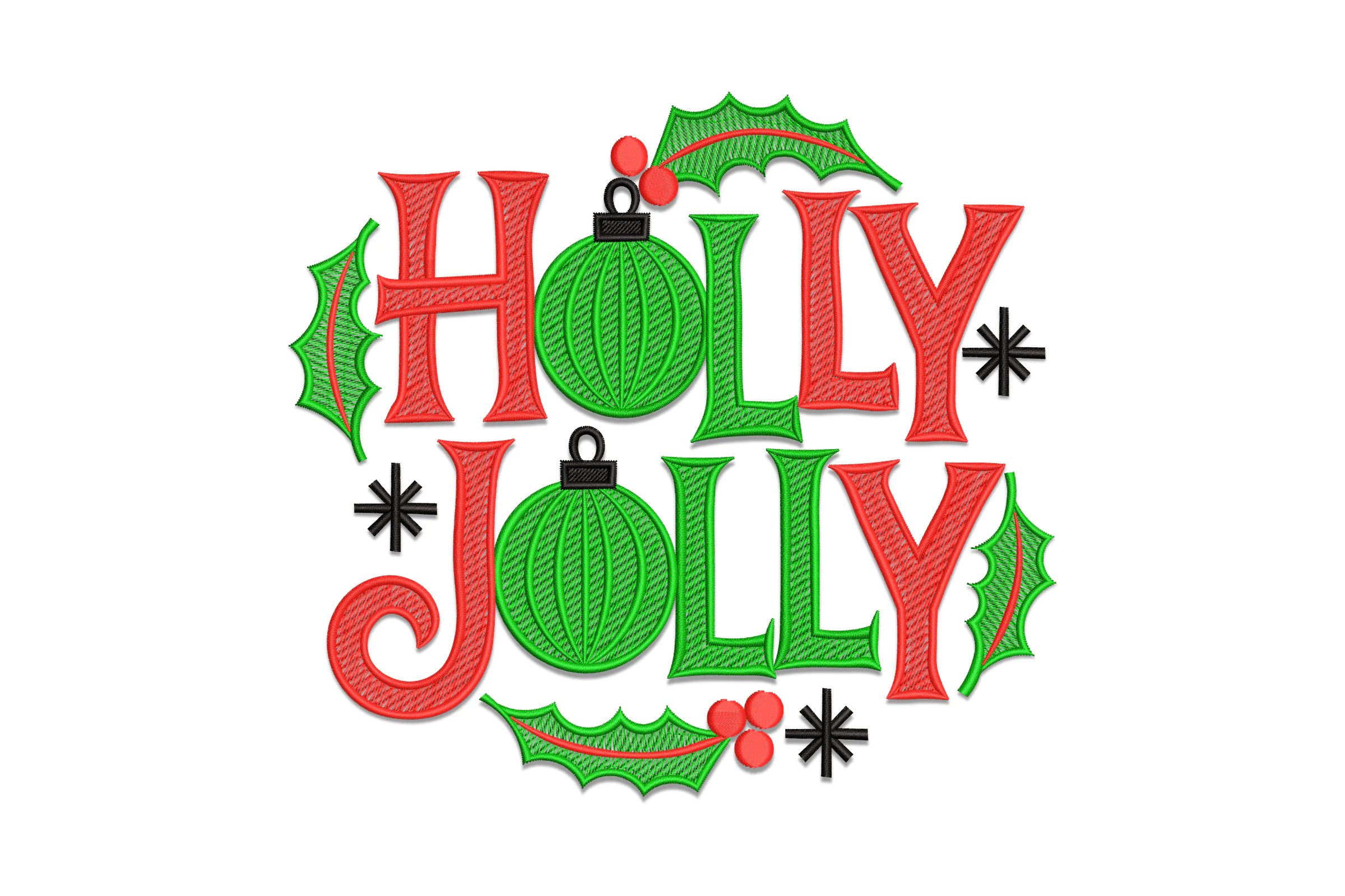 Holly Jolly Embroidery Design Pattern